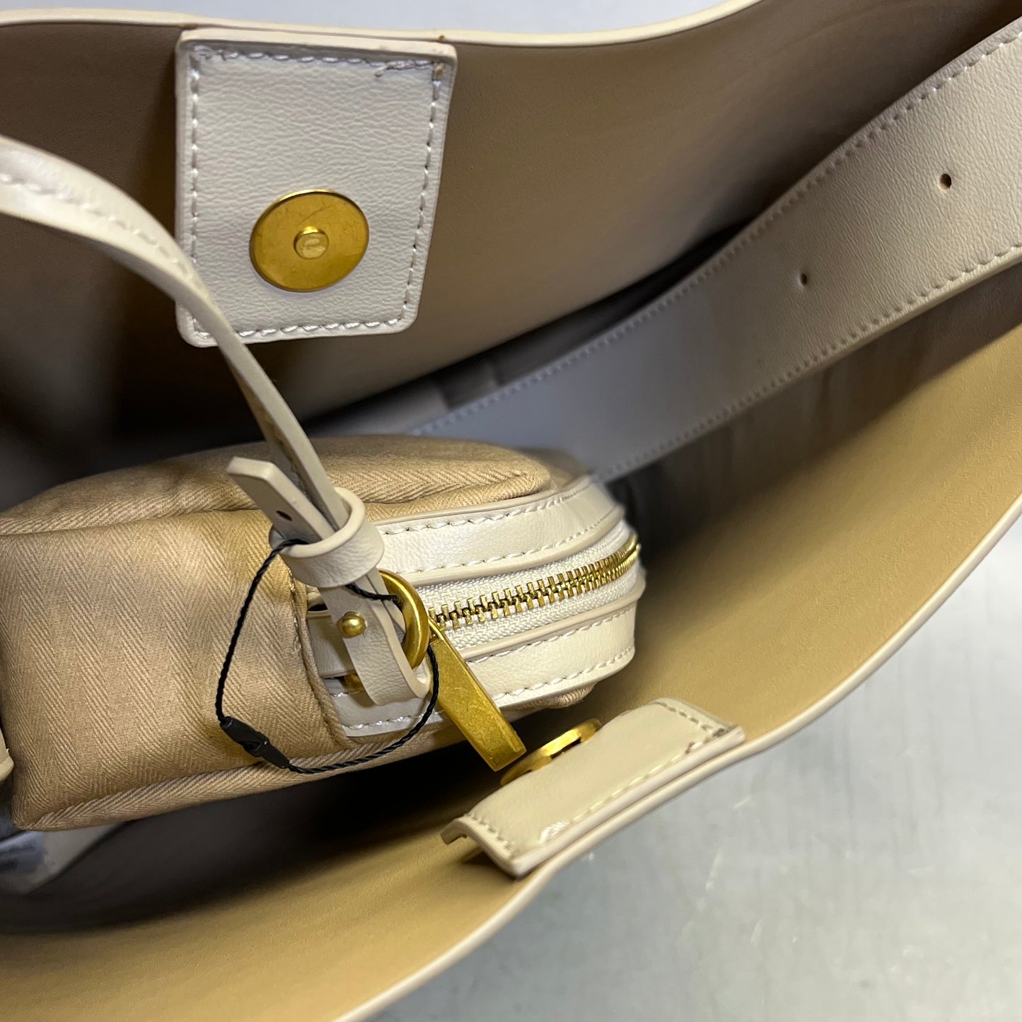 ZA@ ZARA (2 PACK) Bucket & Crescent Moon Style Purse Off White/Creme