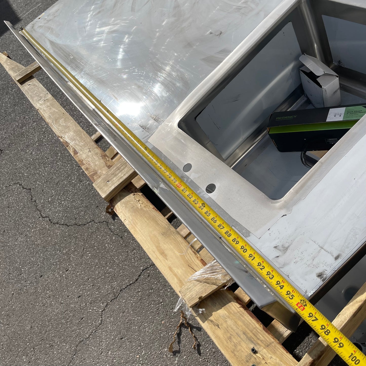 Z@ Pallet of REGENCY Work Table w/ Left Sink Stainless Steel 600ST3096L (AS-IS, Bent)
