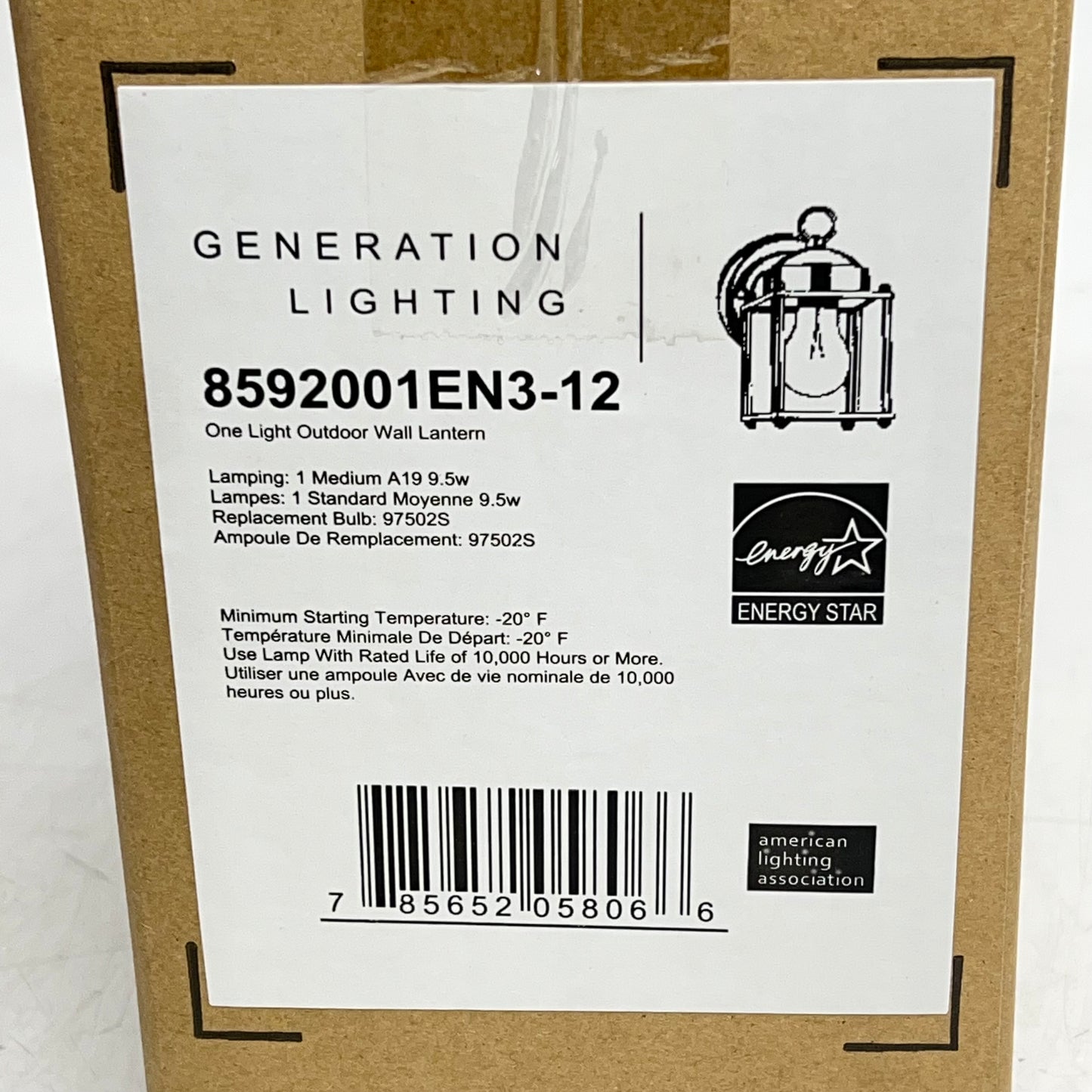 GENERATION LIGHTING New Castle Tall Led Outdoor Wall Sconce 8"Blk 8592001EN3-|12