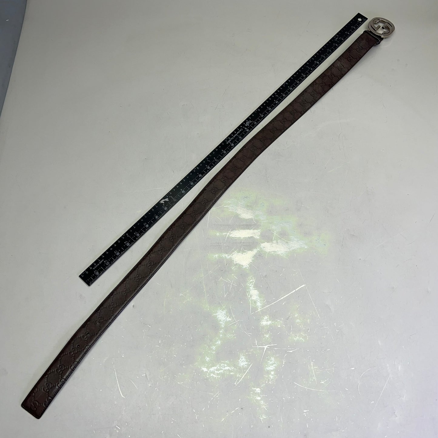 GUCCI Authentic Interlocking G Buckle Belt 43" L Brown (Pre-Owned)