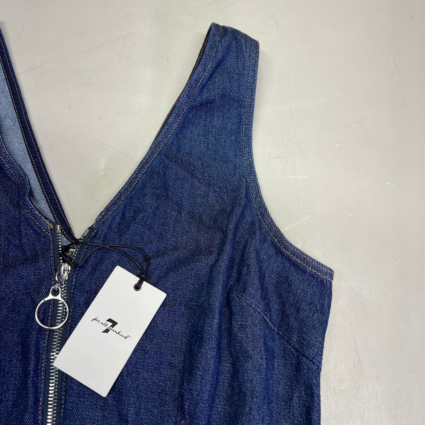 7 FOR ALL MANKIND Soft Denim Zip Up Jumper Womens Sz M Dark Blue AU7190865A WLSR