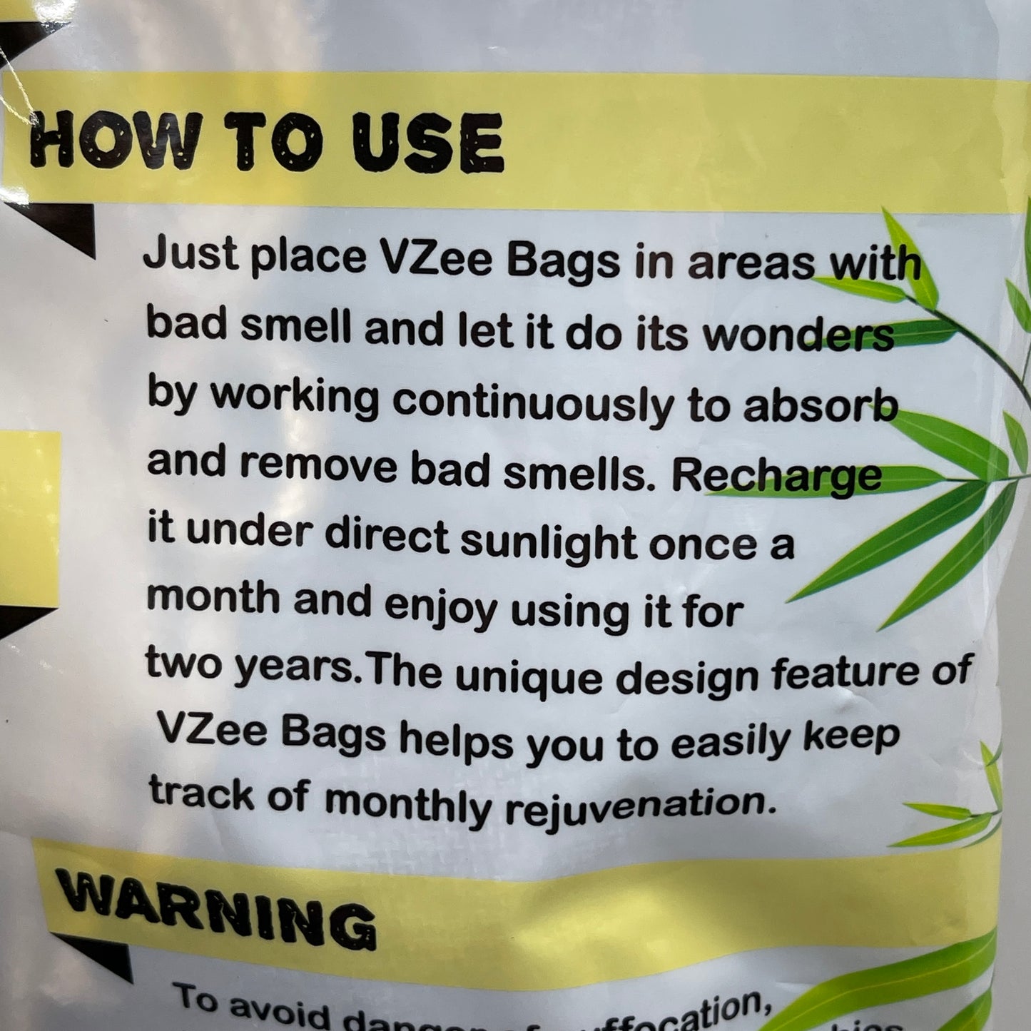 VZEE Bamboo Charcoal Air-Purifying Bag Odor-Eliminator 8 Purifiers Per Bag