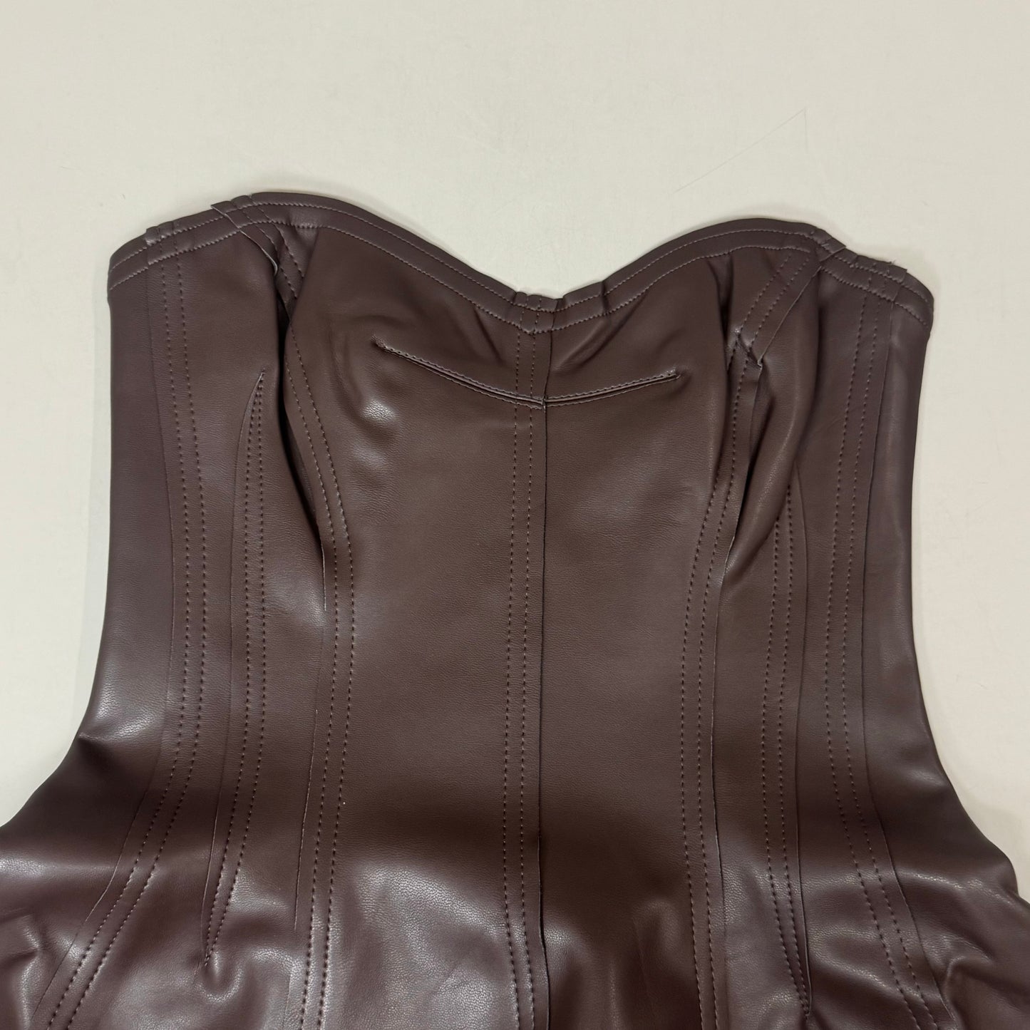 NORMA KAMALI Strapless Grace Mini Dress Unlined Women's Sz S/36 Chocolate