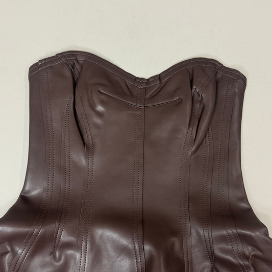 NORMA KAMALI Strapless Grace Mini Dress Unlined Women's Sz S/36 Chocolate