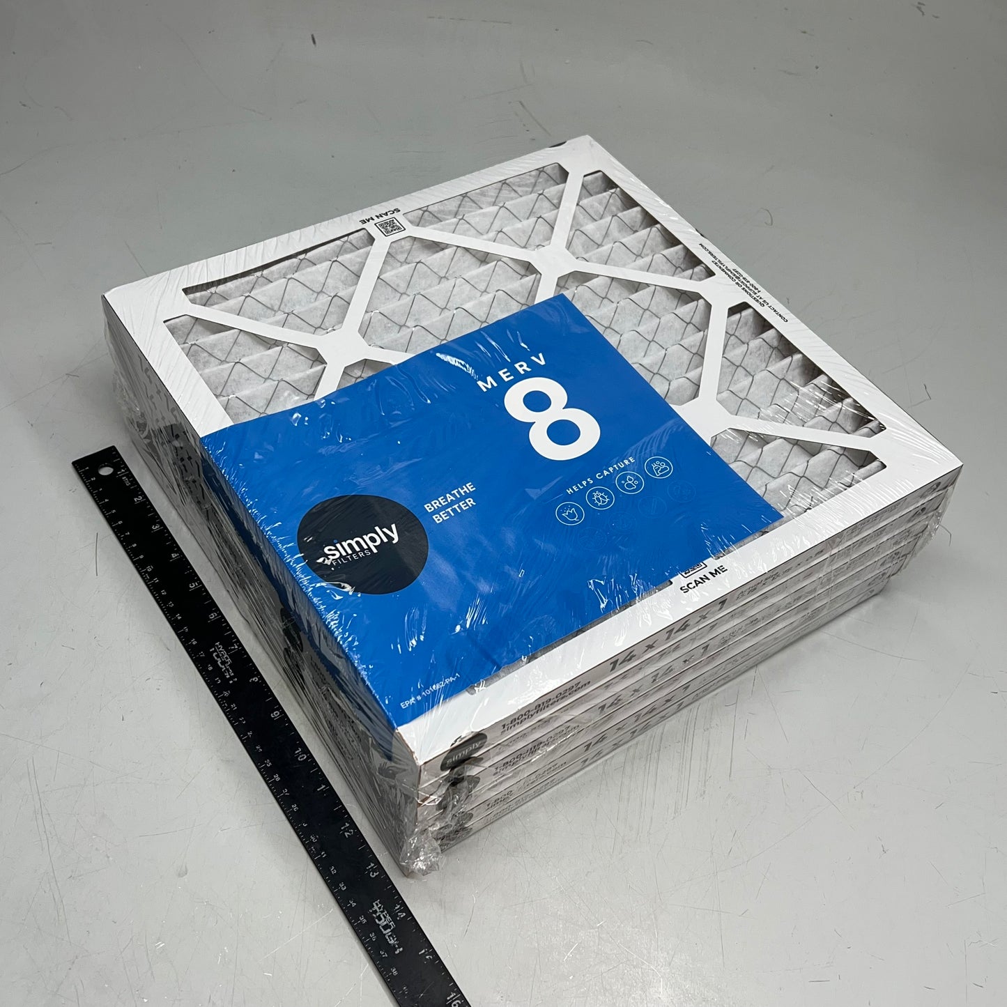 SIMPLY FILTERS (6 PACK) Air Filter MERV 8 For Home AC 14x14x1 White 101662-PA-1