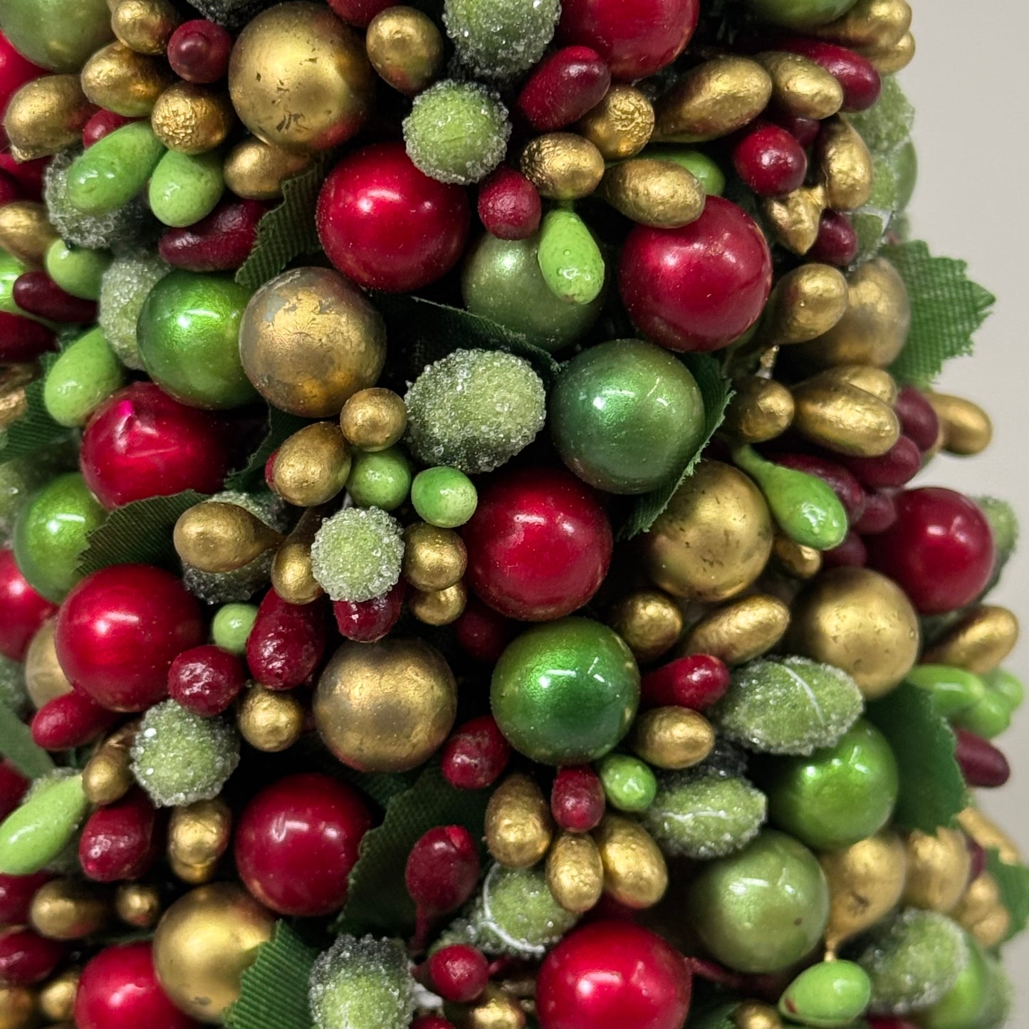 RAZ IMPORT (SET OF 2) Beaded Berry Cone Christmas Tree Decoration 12" 4410113