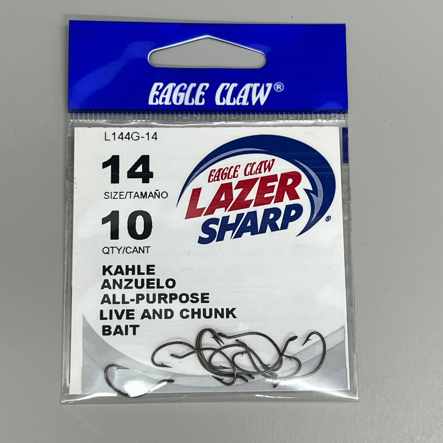 EAGLE CLAW (5 PACK) All Purpose Khale Live/Chunk Bait Bronze #14 10pc L144G-14