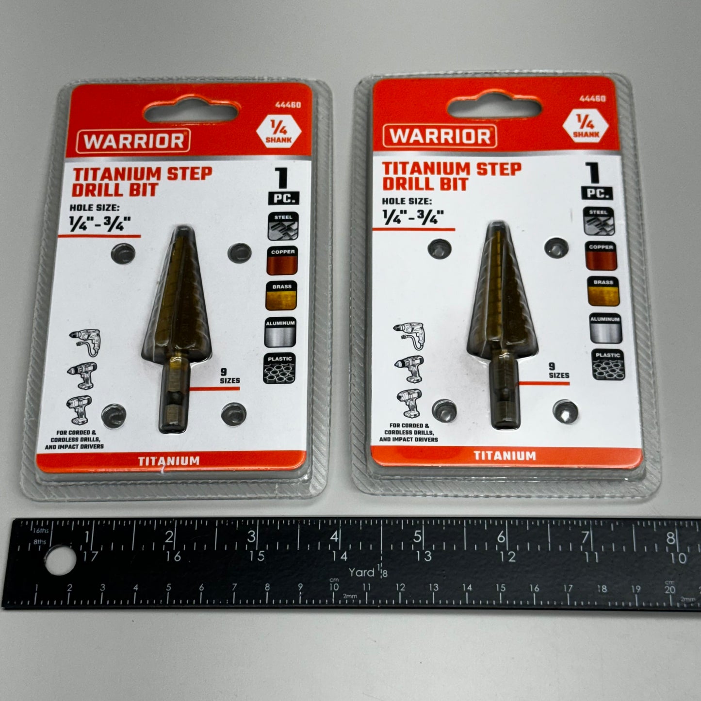 WARRIOR (2 PK!) Titanium Step Drill Bit 1PC 1/4" -3/4" 44460