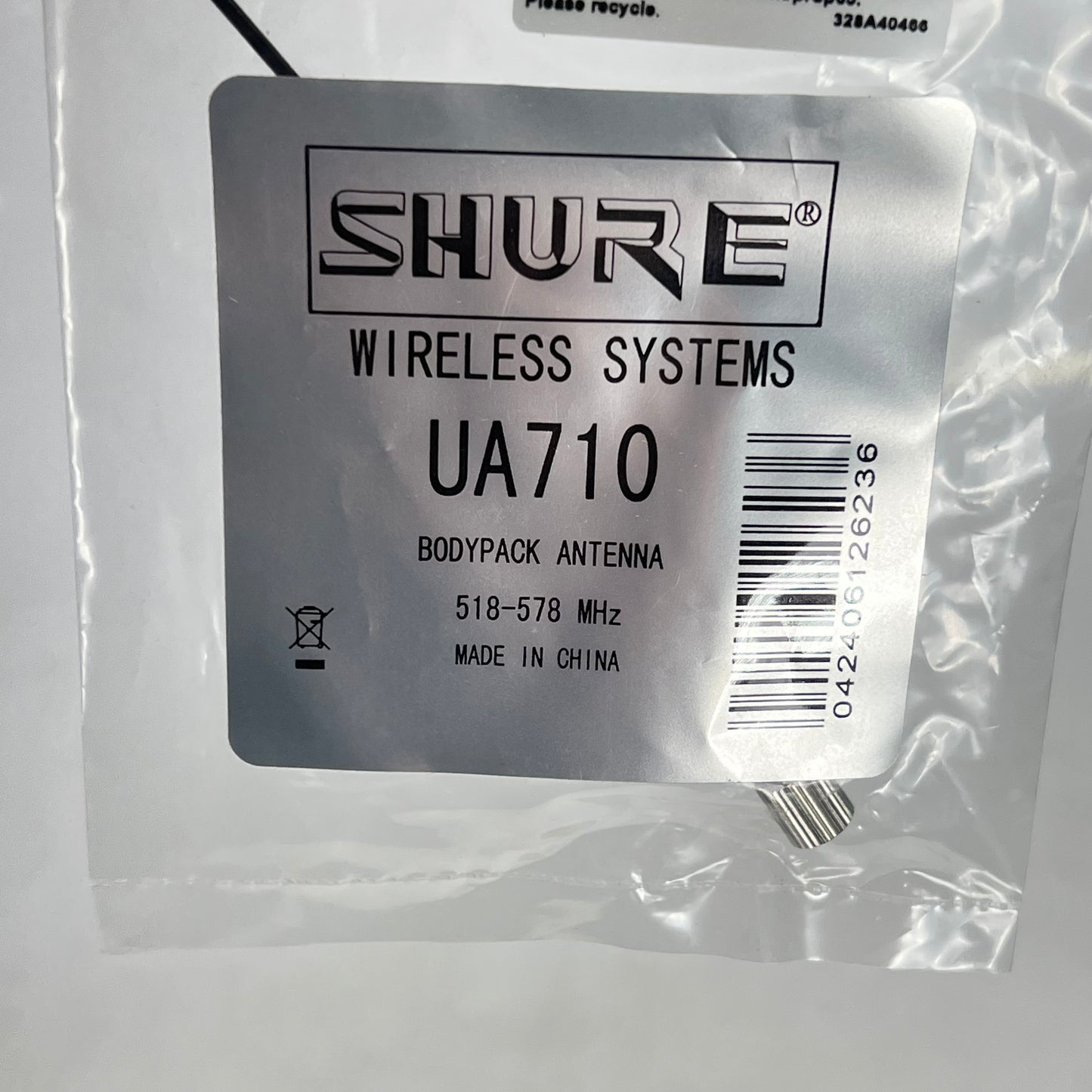SHURE Omnidirectional Whip Antenna For Bodypack 518-578 MHz Black UA710