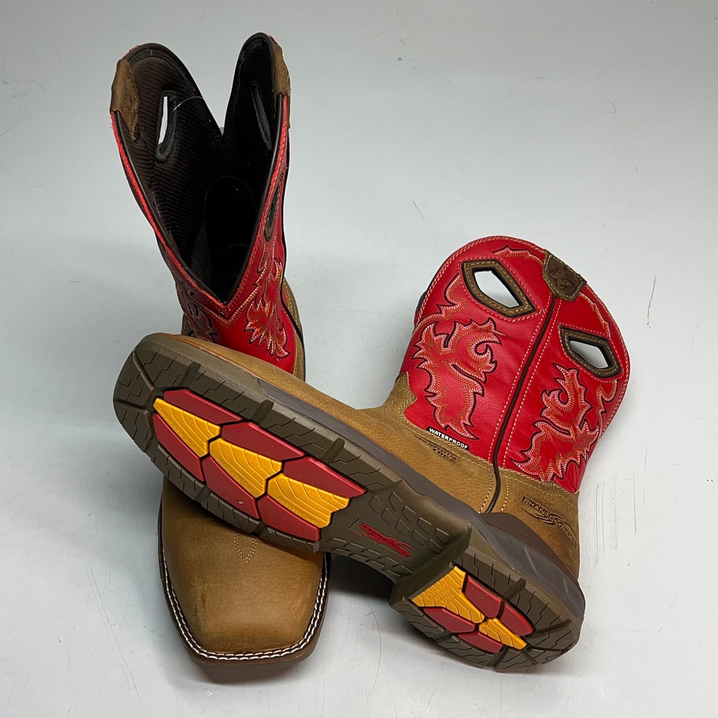 WORK WILD WEST Phantom Rider Henley Comp Toe AG8 Footbed Men's Sz 10 Red DH5358