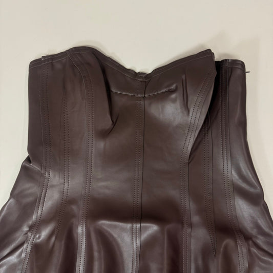 NORMA KAMALI Strapless Grace Mini Dress Unlined Women's Sz XL/42 Chocolate