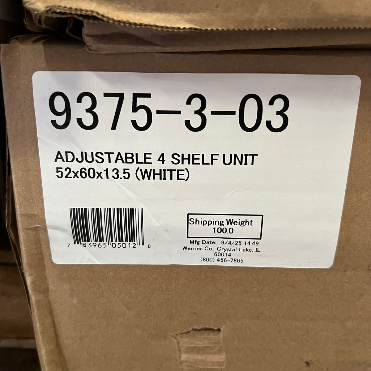 WHEATHER GUARD Guard Adjustable 4 Shelf Unit Sz 52" x 60" x 13.5" White 9375-3-03