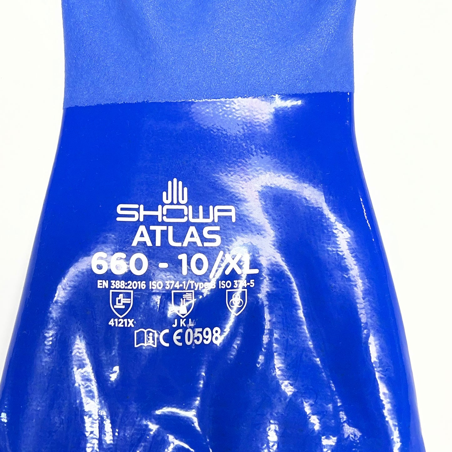 SHOWA Atlas 660 Rough Finish Triple Dipped Pvc Coating Gloves Unisex Sz XL Blue