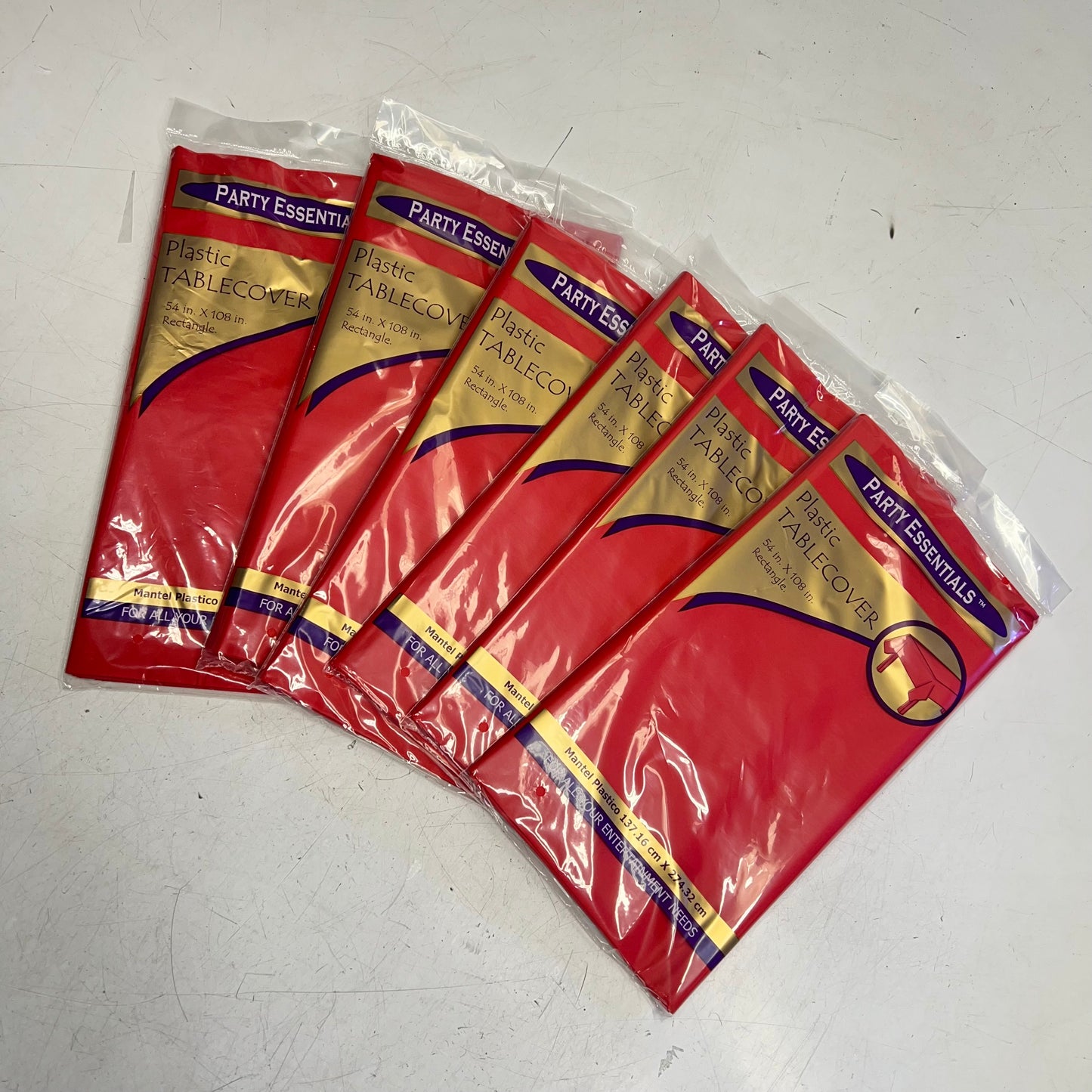 ZA@ PARTY ESSENTIALS (6 PACK) Plastic Table Covers 54"x108" Red 54108RD