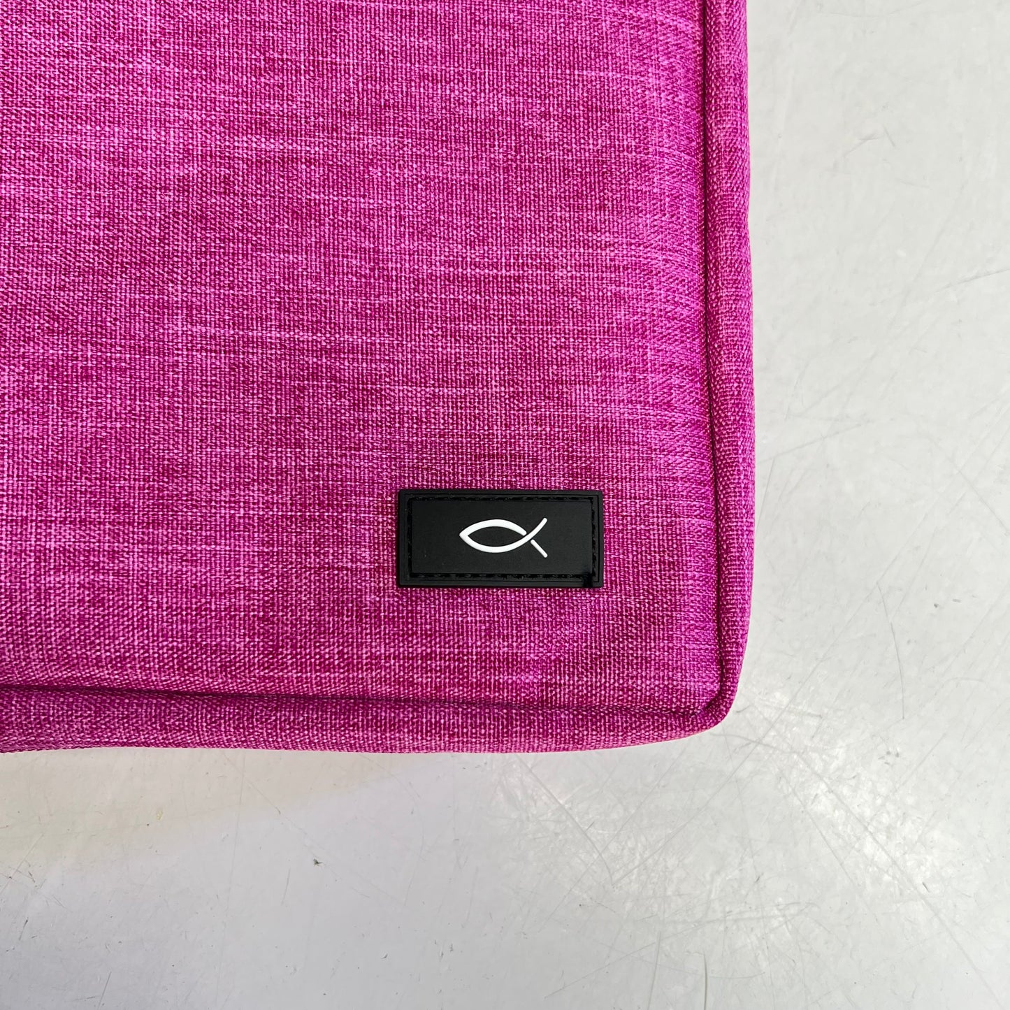 CHRISTIAN ART GIFTS Poly Canvas Value Bible Cover W/ Ichthus Patch 8"x11" Raspberry Pink BBC786