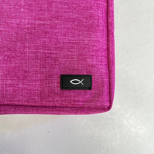 CHRISTIAN ART GIFTS Poly Canvas Value Bible Cover W/ Ichthus Patch 8"x11" Raspberry Pink BBC786