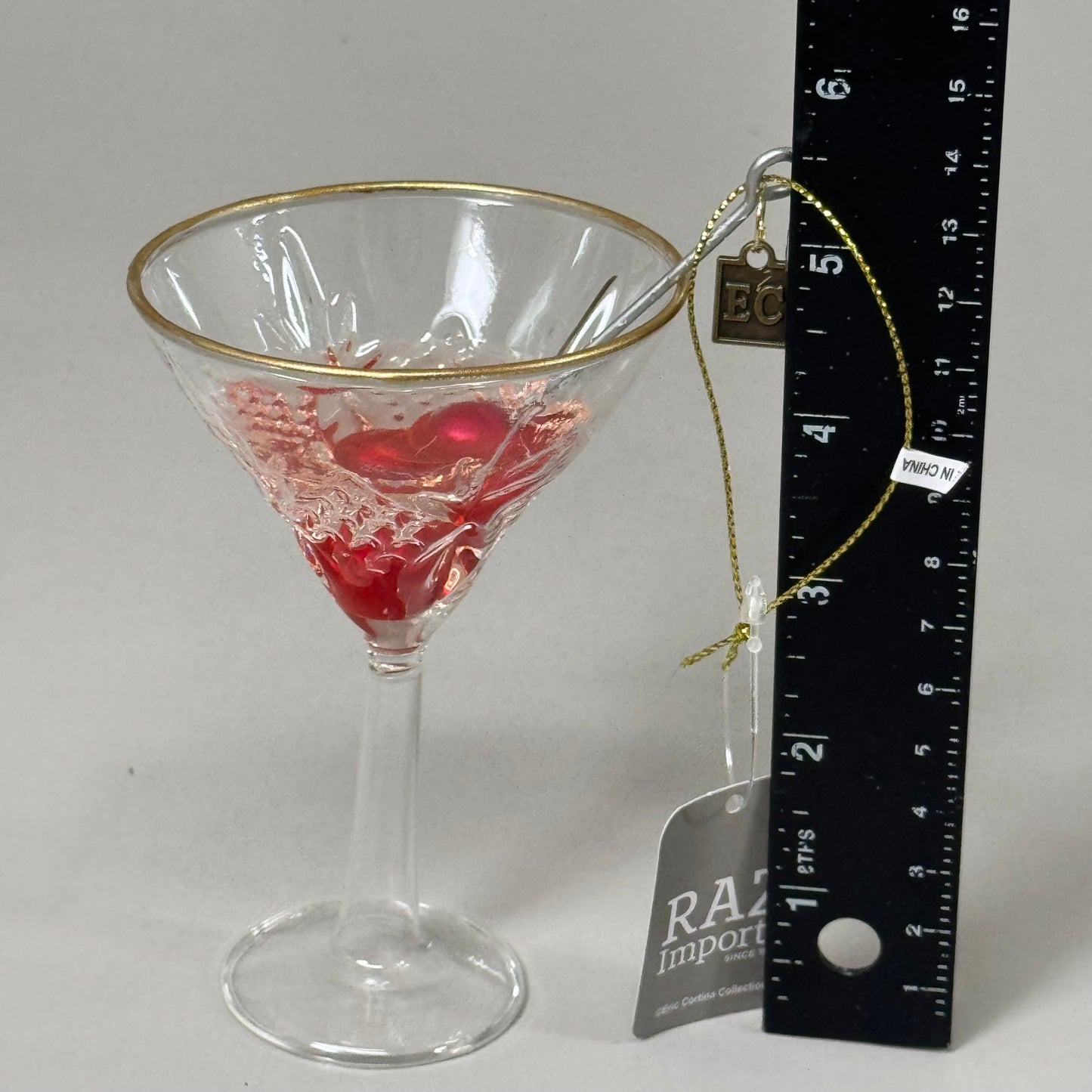 RAZ IMPORTS (3 PACK) Eric Cortina 2024 Glass Martini Ornament 5.5" Pink 4453163