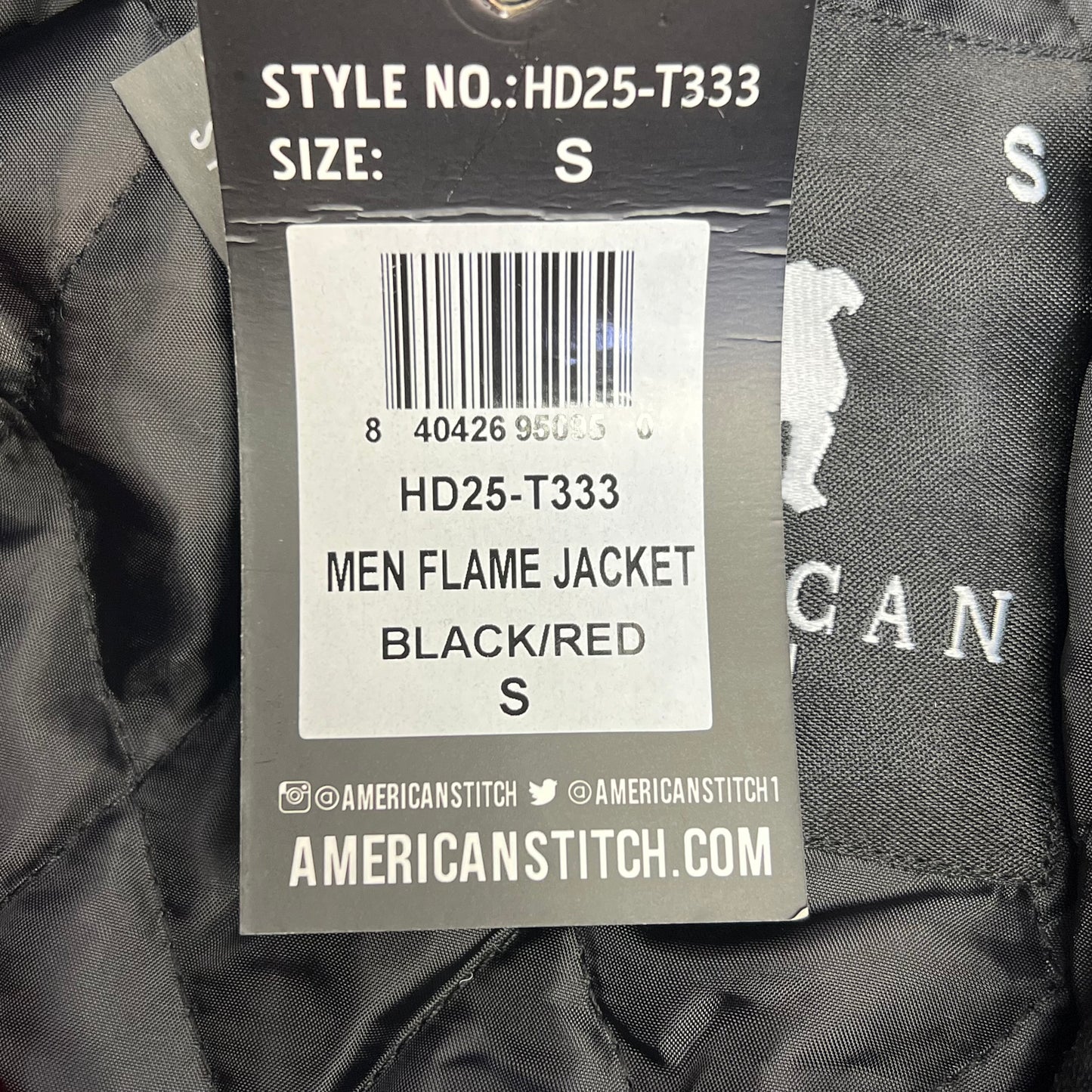 AMERICAN STITCH Flame Coat Jacket Full Zip Men's Sz S Black/Red HD25-T333