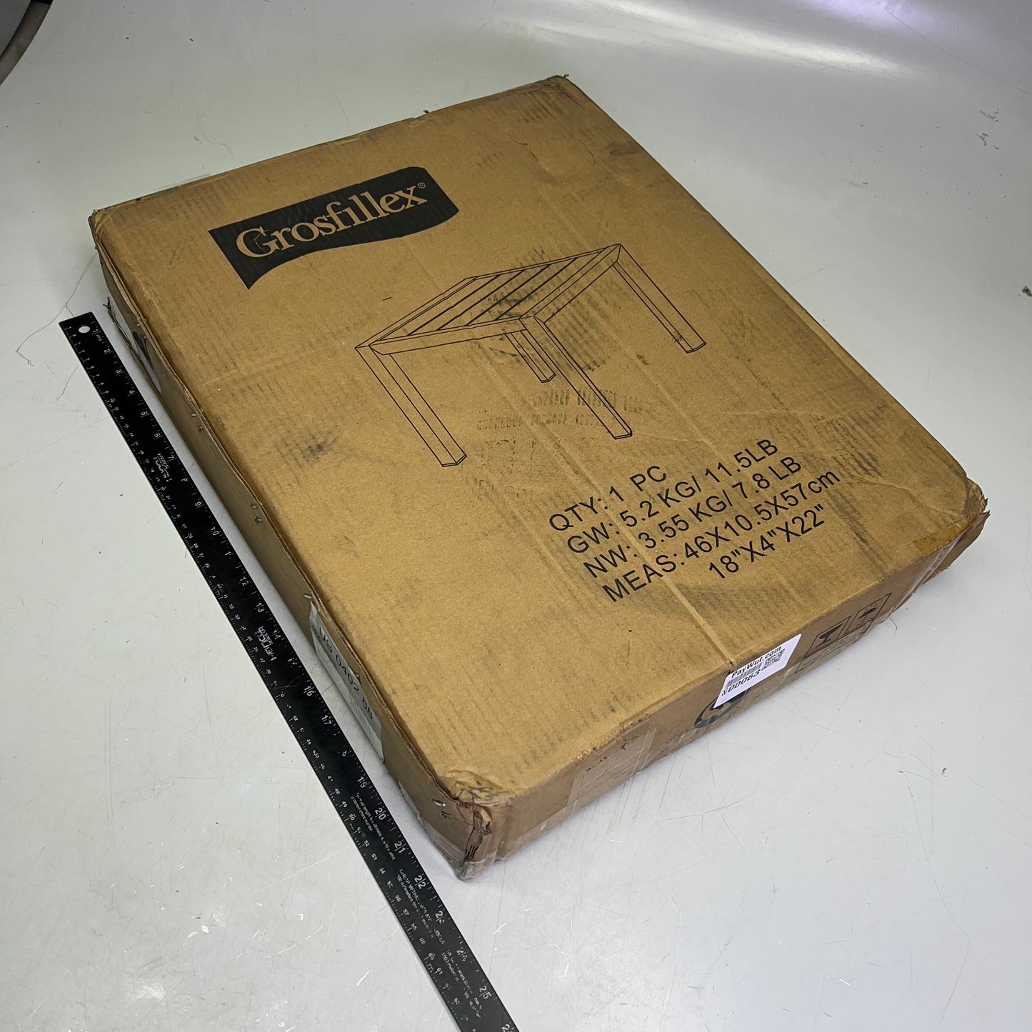 GROSFILLEX Sunset Square Low Outdoor Table 20"Heather Grey US040288 (AS-IS)