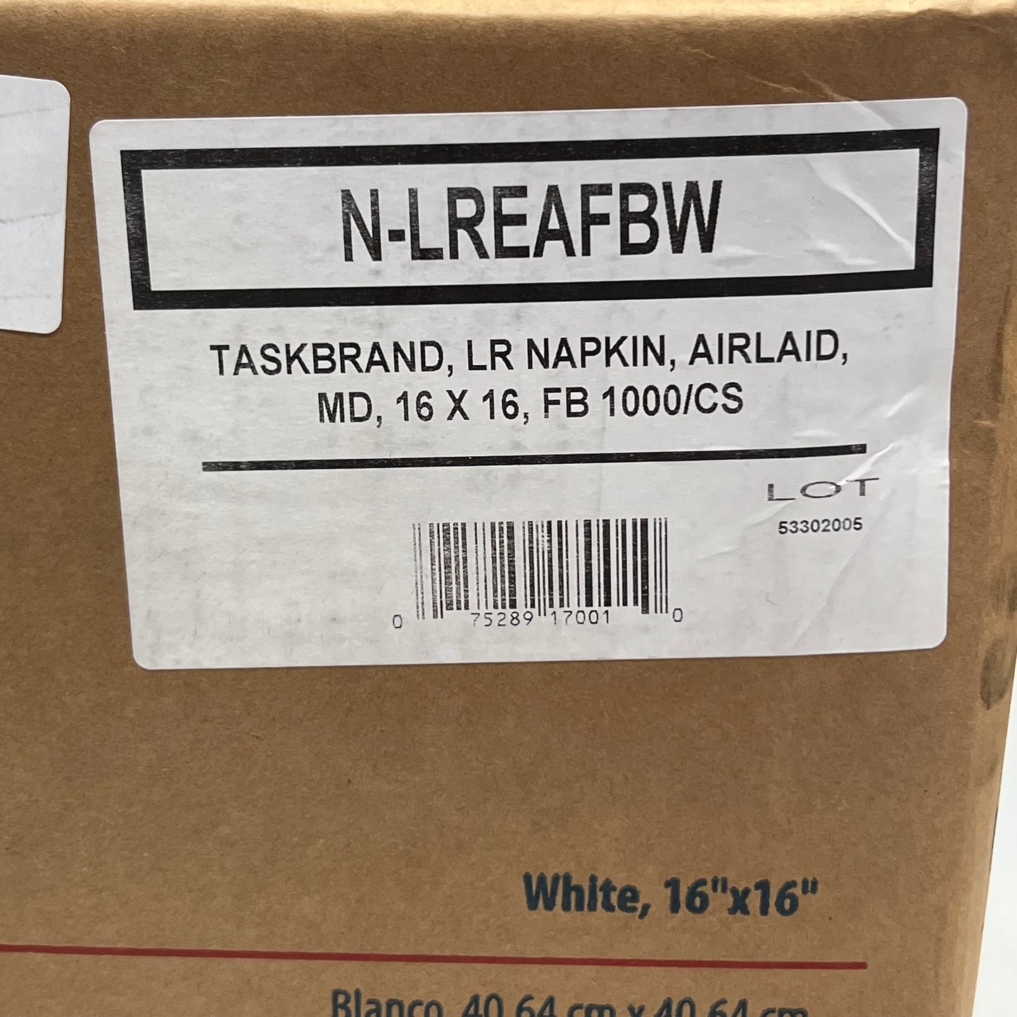 TASKBRAND (1000 PACK) Linen Replacement Napkin Sz 16" x 16", White N-LREAFBW