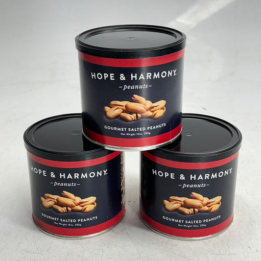 ZA@ HOPE & HARMONY (3 PACK, 10oz EACH) Gourmet Salted Peanuts BB 12/26 E