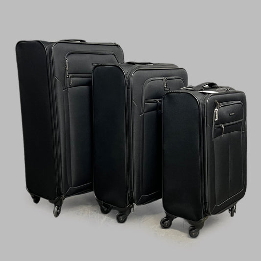 DEJUNO (3 PACK) Lightweight Expandable Spinner Luggage Suitcase Set Black 2302DJBF