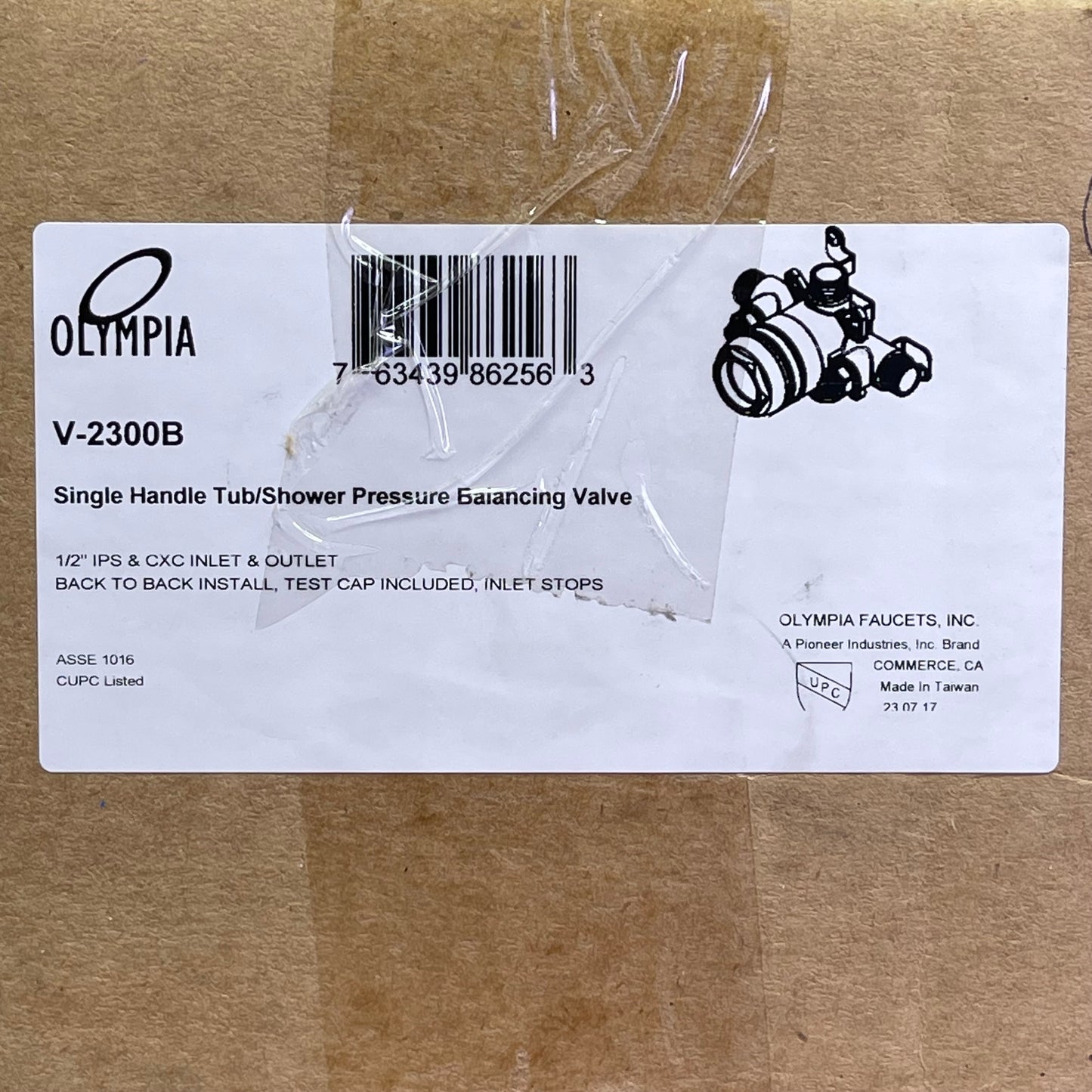 OLYMPIA Single Handle Tub/Shower Pressure Balancing Valve (With Shower Handle) V-2300B