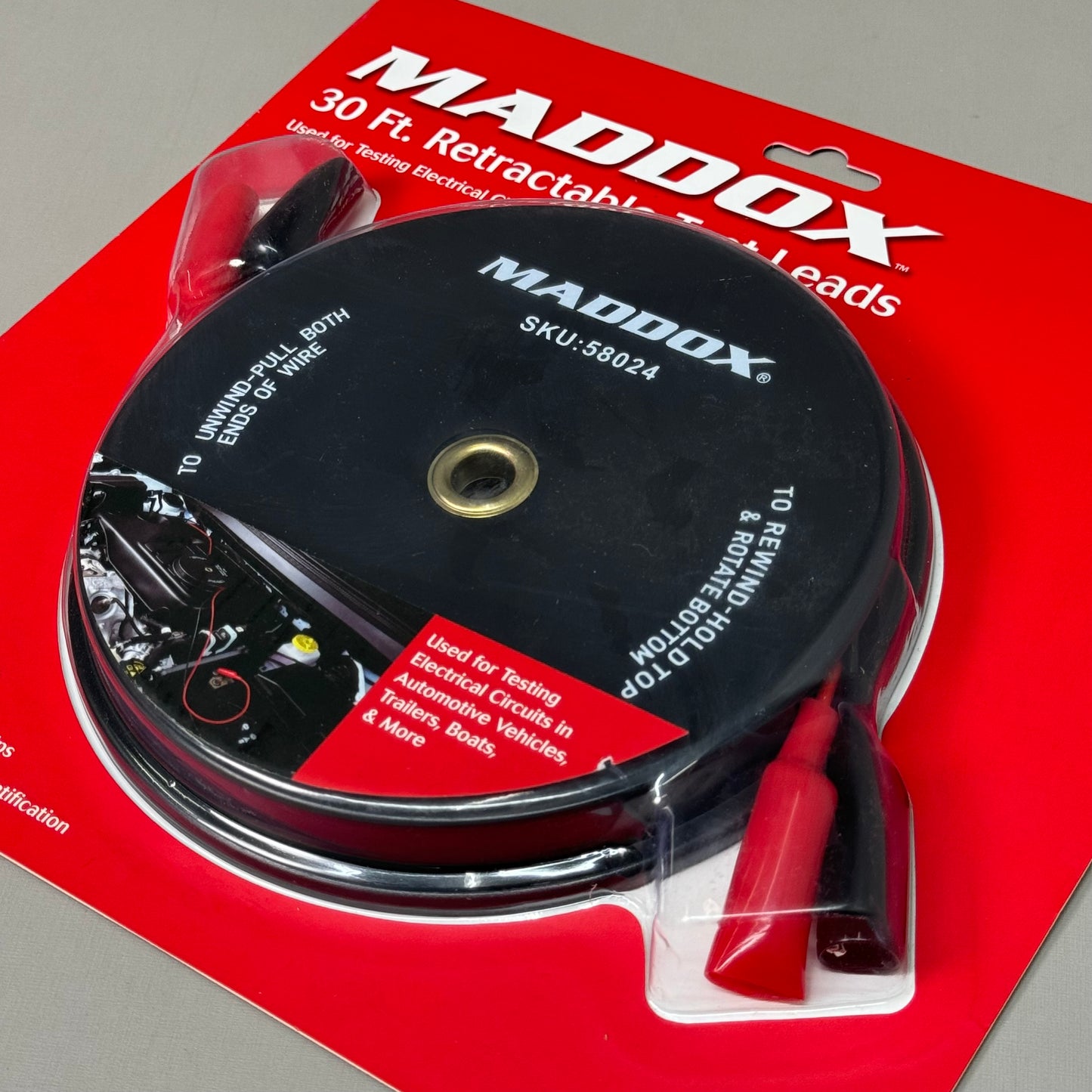 MADDOX 30ft Retractable Test Leads: Used for Testing Electrical Circuits 58024