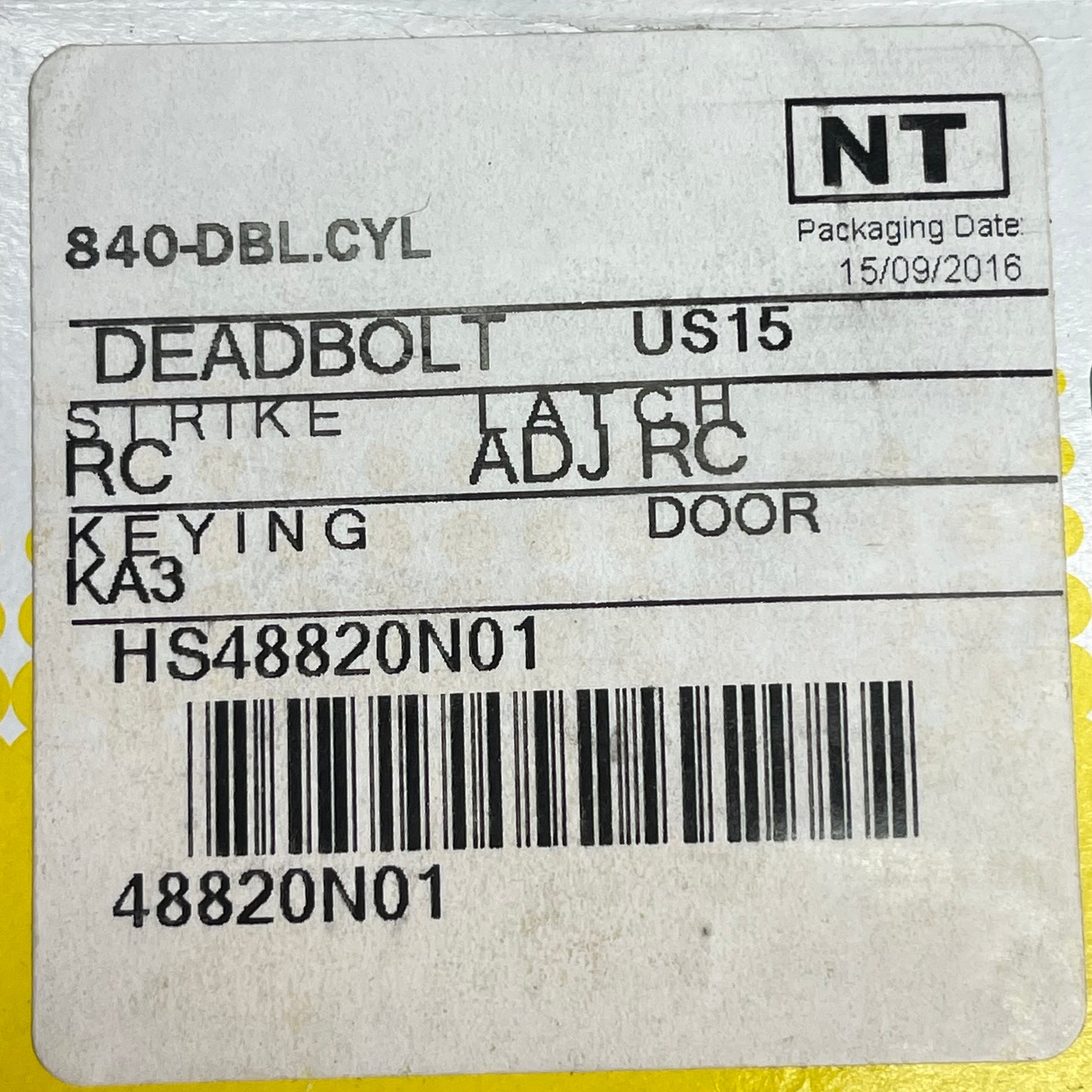 YALE Double Cylinder Deadbolt Satin Nickel 840-DBL.CYL