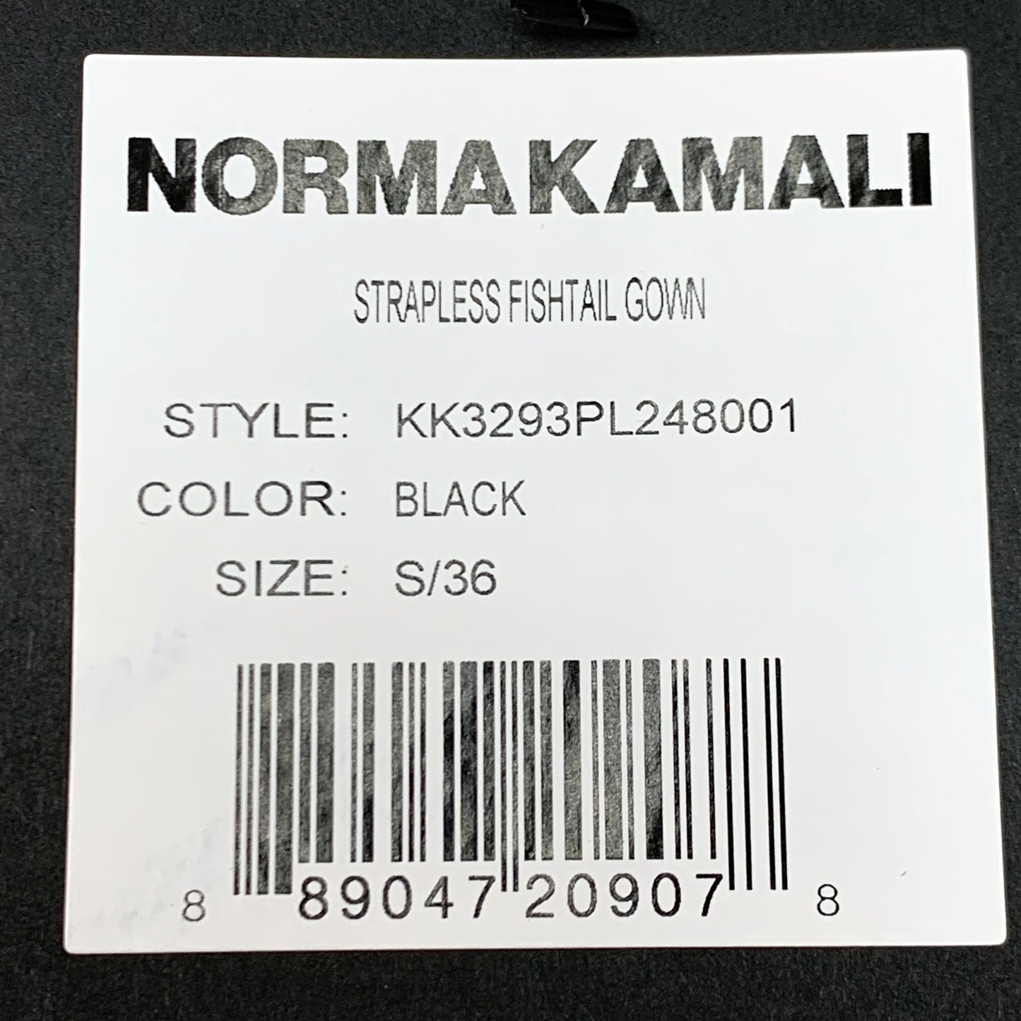 NORMA KAMALI Strapless Fishtail Gown SZ S/36 Black KK3293PL248001 (New)