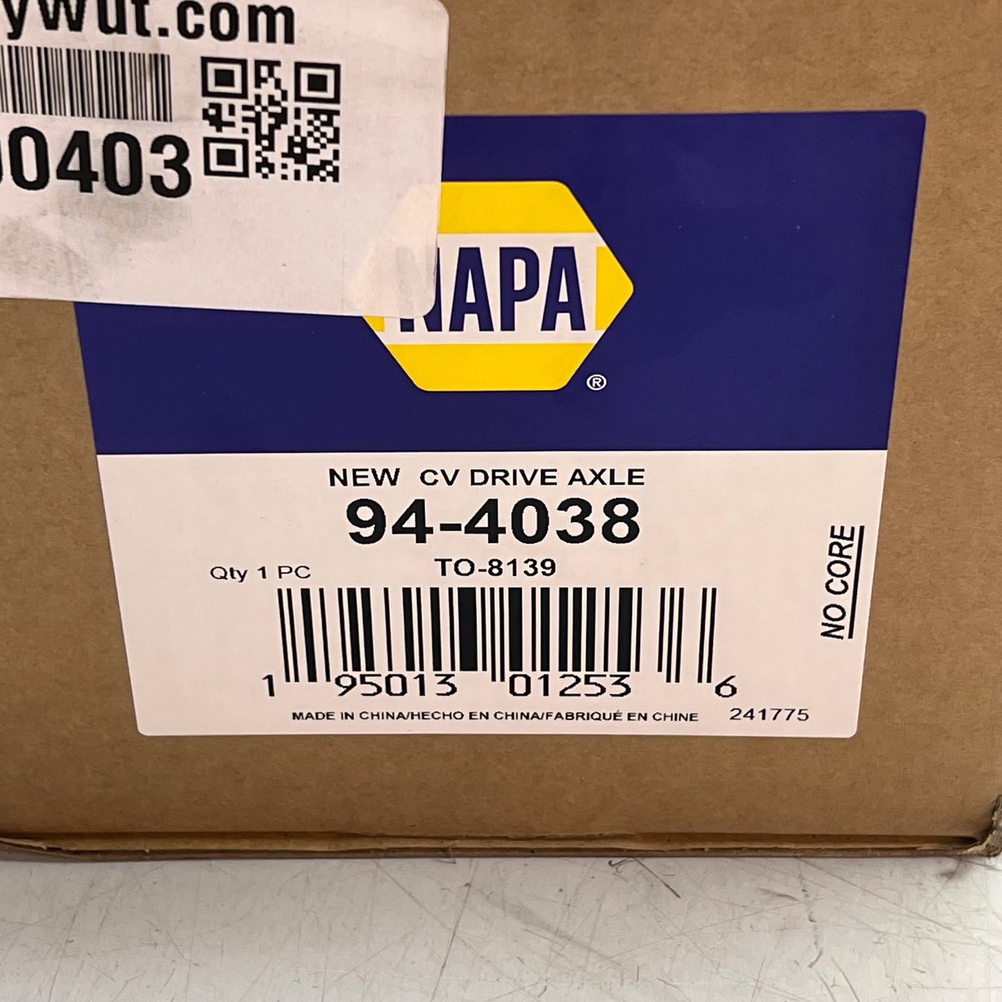 NAPA CV Drive Axle For Toyota & Lexus Vehicle Models 94-4038 / TO-8139