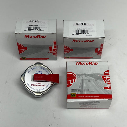 MOTORAD (3 PACK) Safety Lever Rad Cap Vent Coolant Pressure 18 PSI Red ST18