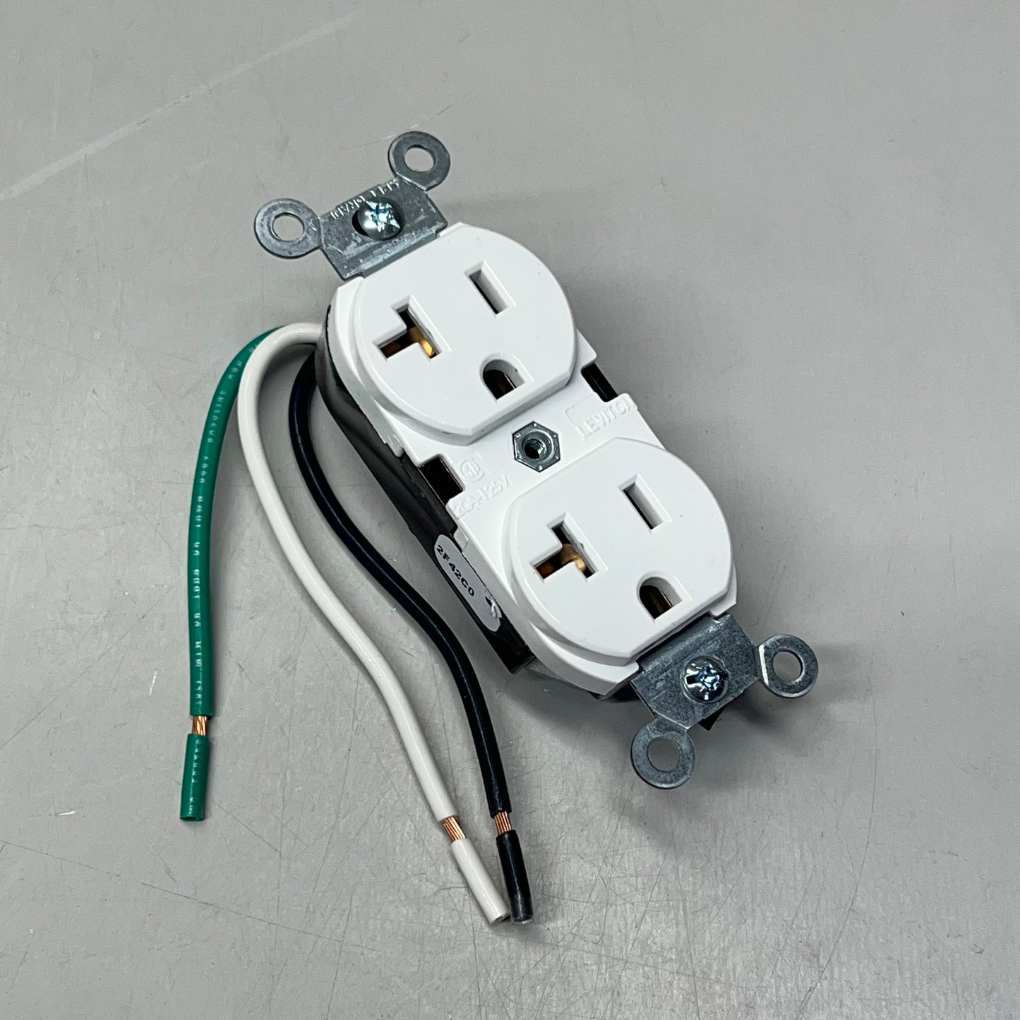 LEVITON (2 PACK) Duplex Receptacle/Outlet Industrial Grade 20 Amp White 5362-LW