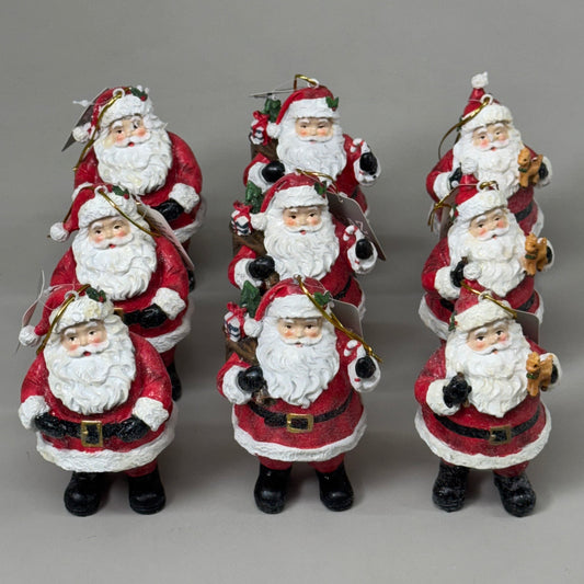 RAZ IMPORT (9 PACK) Resin Vintage Santa Ornaments Assorted Position 5" 4412150