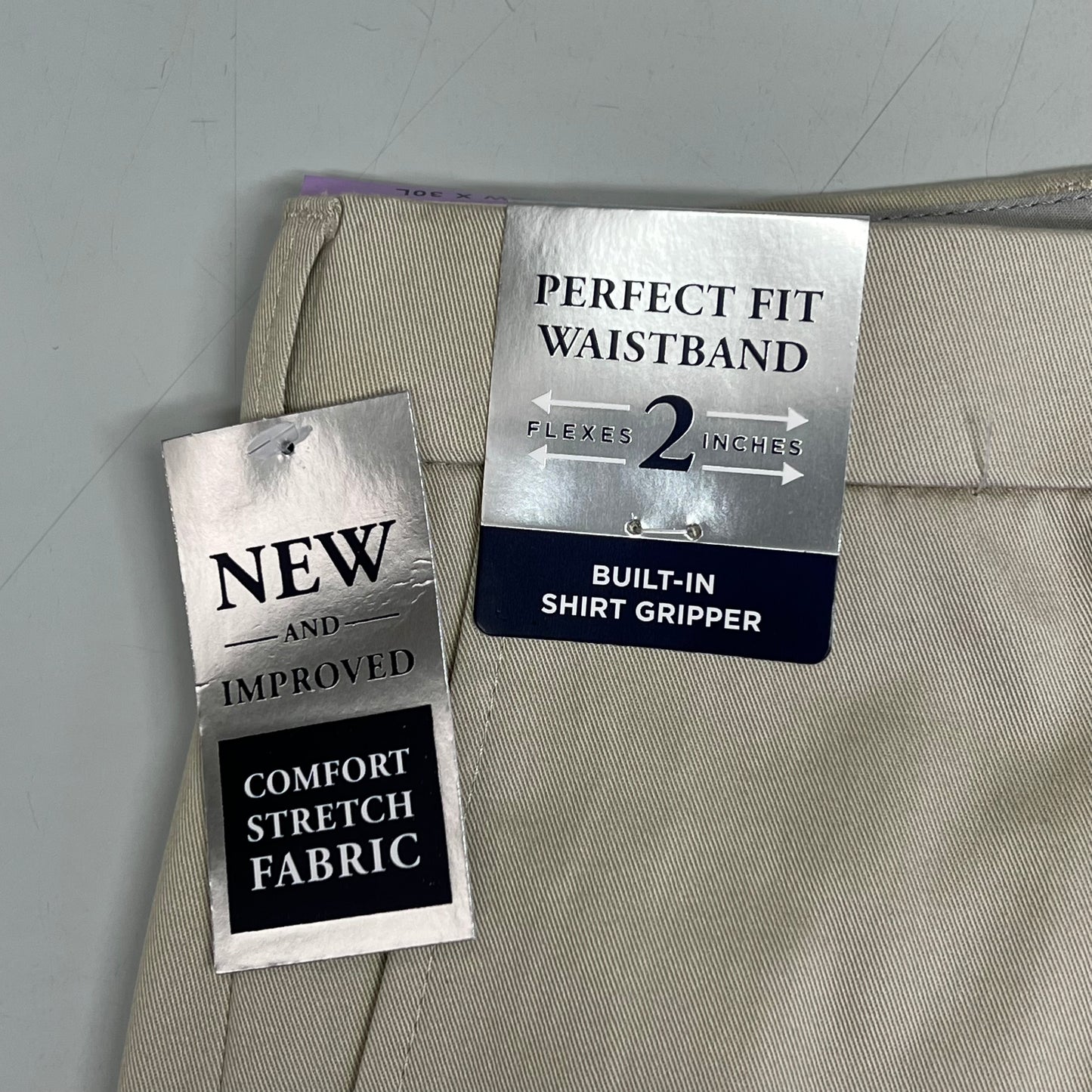 HAGGAR Iron Free Comfort Waistband Pant Straight Men's Sz 38Wx30L Khaki HC71000