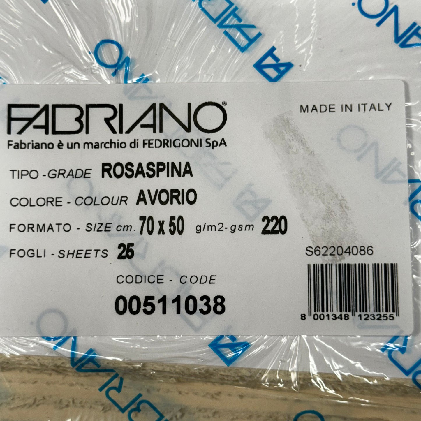 FABRIANO (25 Sheets) Rosaspina Avorio Cotton Paper 27.5x19.6 00511038