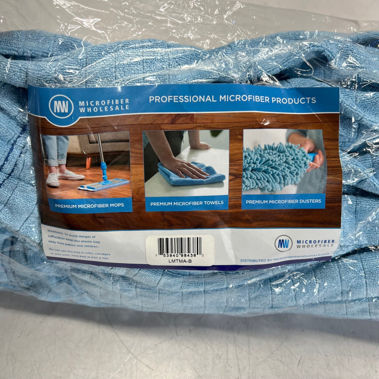 MICROFIBER WHOLESALE Professional Microfiber Mop 13" L X 6"W Blue LMTMA-B