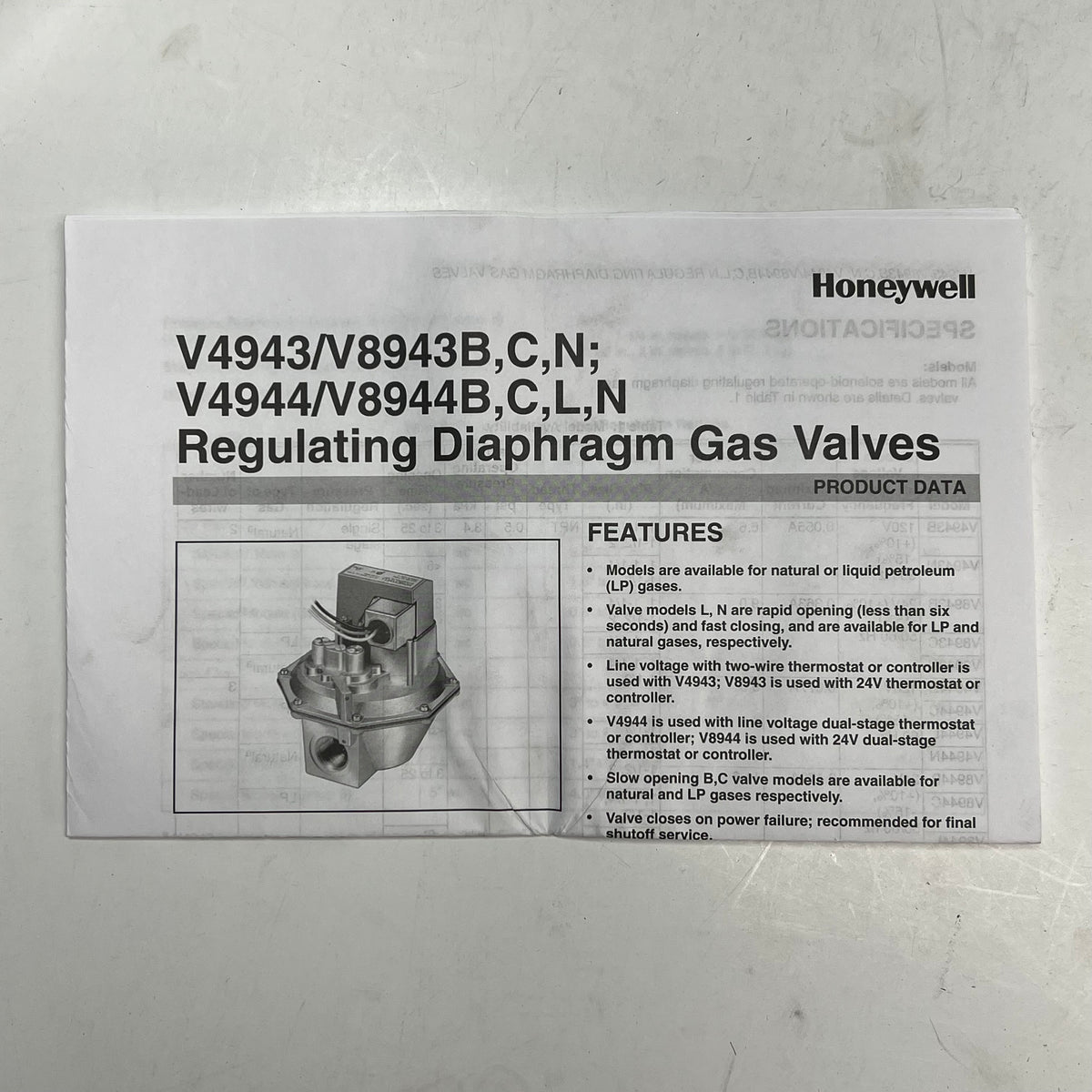 HONEYWELL Gas Valve For Boilers, Unit Heaters, Duct Furnaces & More V4943B1019