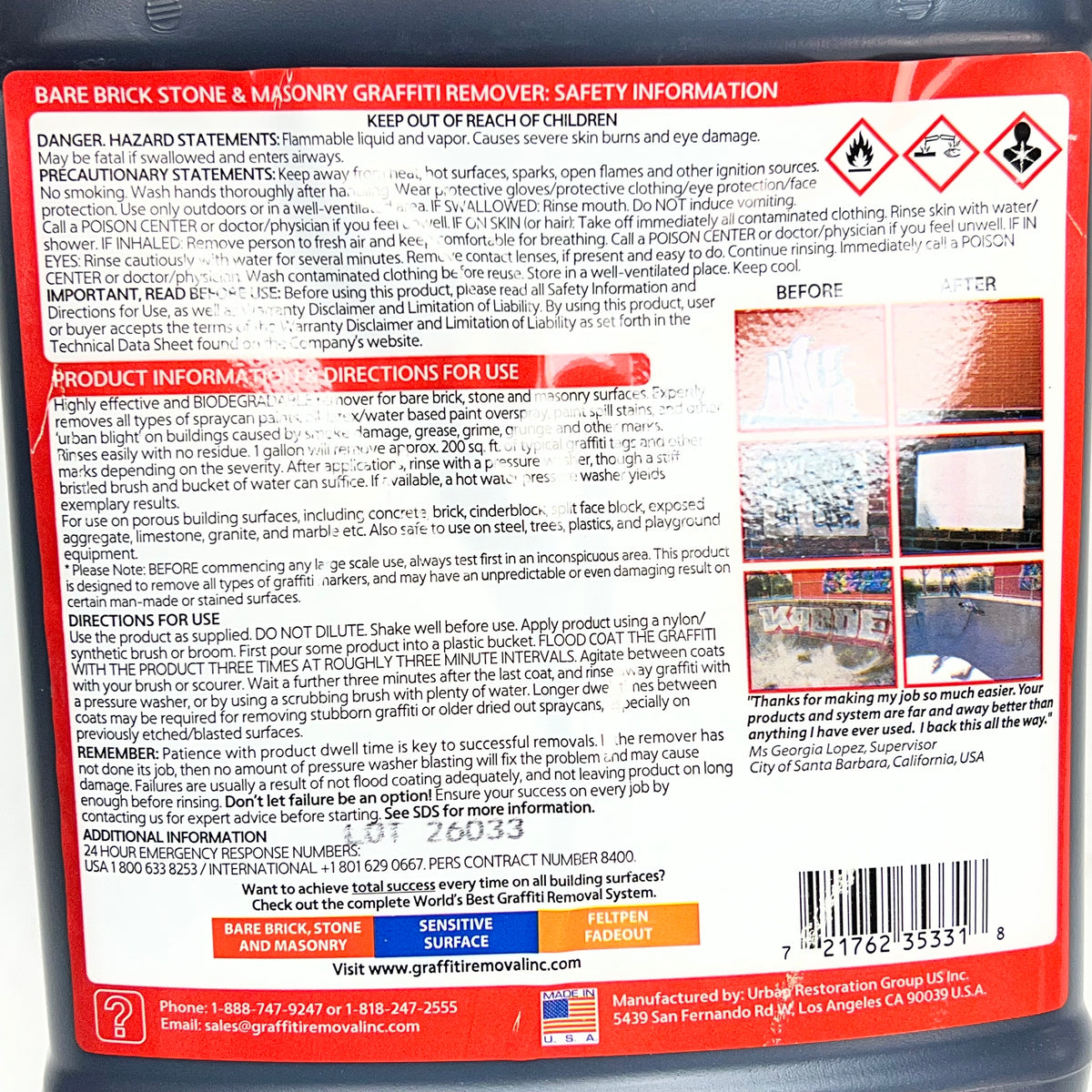 WORLDS BEST GRAFFITI REMOVAL (2 PACK) Bare Brick, Stone & Masonry Graffiti 1 Gal