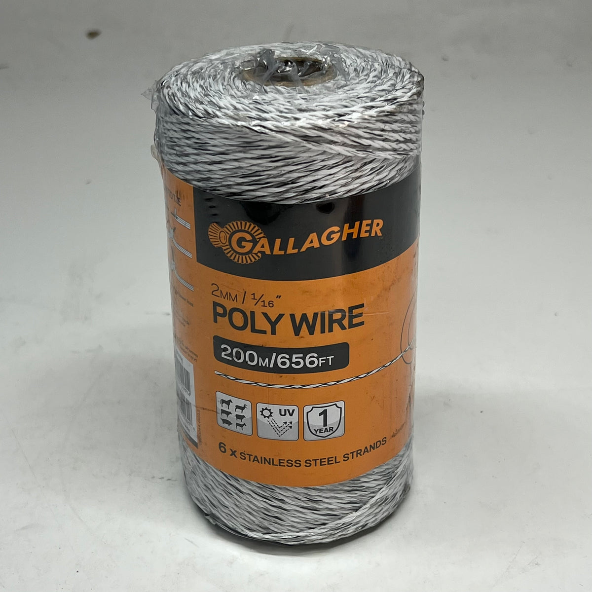GALLAGHER (2 PACK) Polywire For Animal & Virtual Fencing 2MM / 1/16" White