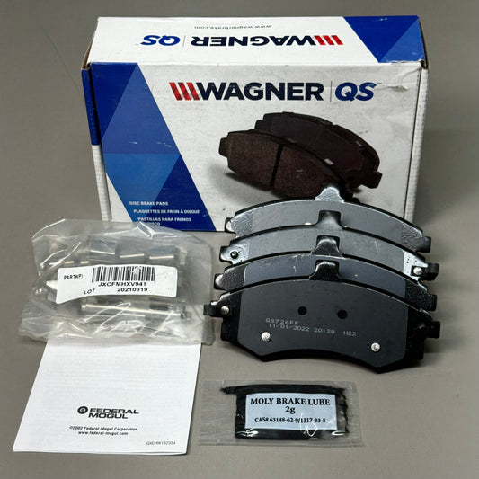 WAGNER QS QuickStop Ceramic Disc Brake Pad Set 5 1/2" x 2" Black ZD941