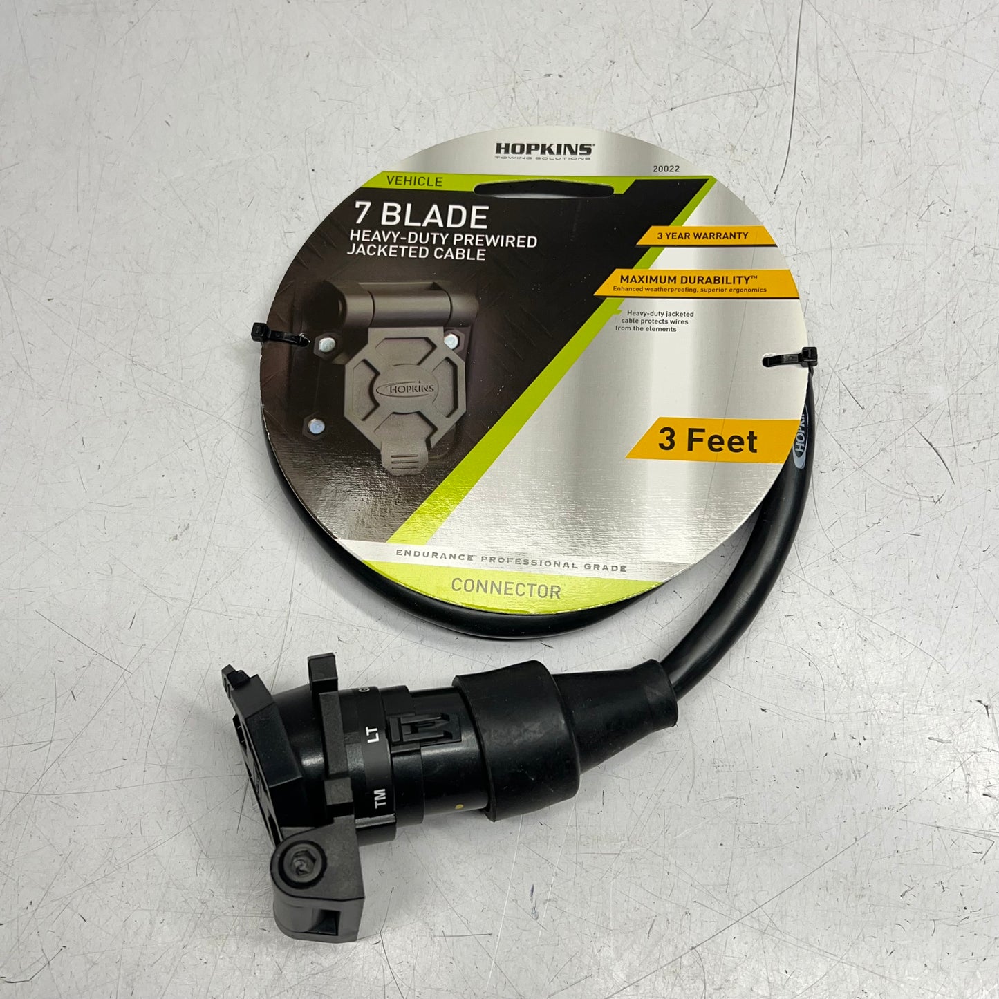 HOPKINS  7 Blade Heavy Duty Pre-wired Jacketed Cable Durable Connector  3' 20022