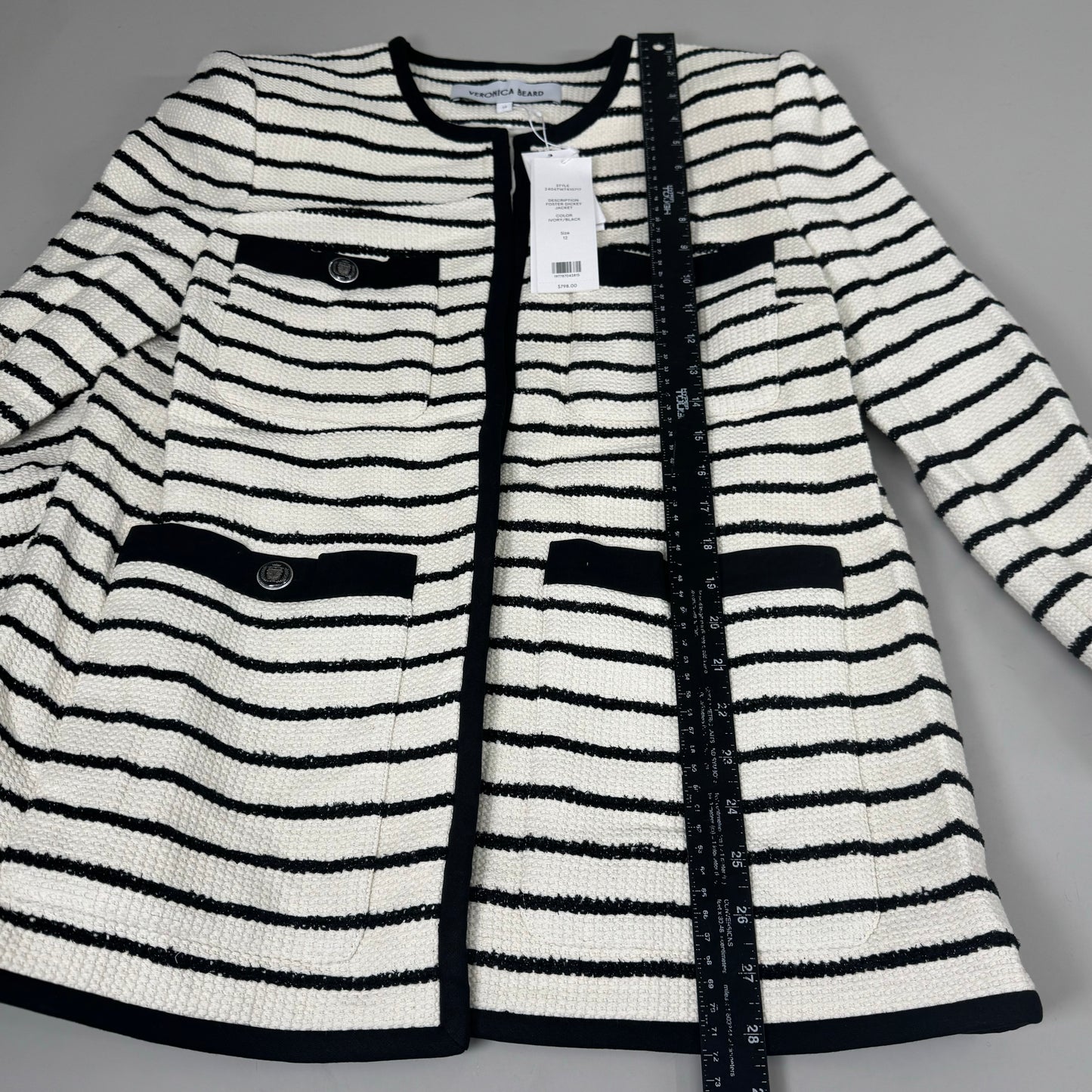 VERONICA BEARD Women's Foster Dickey Jacket Sz-12 Ivory/Black 2406TW7410717