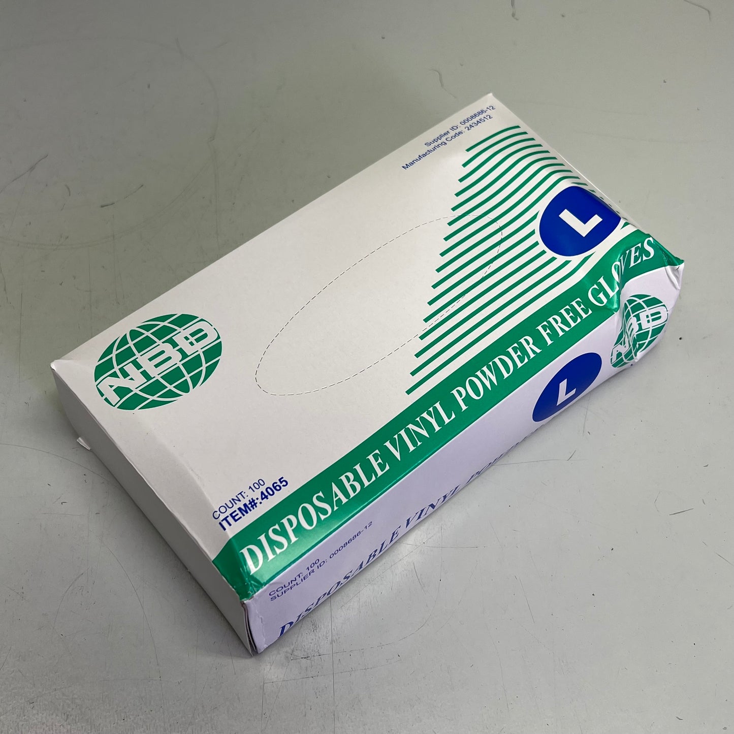 NBD (1 BOX, 10,000 EACH) Disposable Vinyl Powder Free Gloves Large Clear 4065