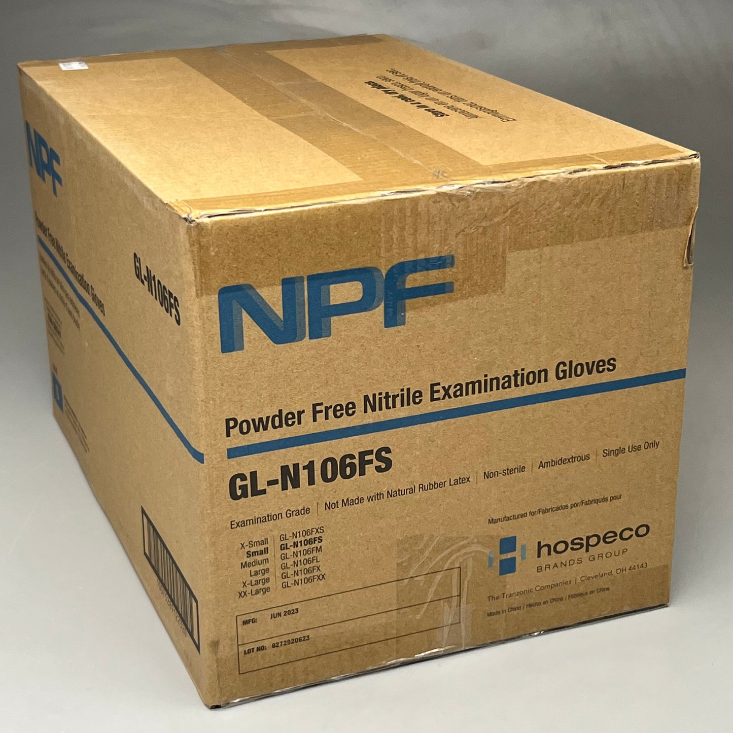 HOSPECO NPF (1,000 PACK) Nitrile Powder Free Exam Gloves Sz S Blue GL-N106FS