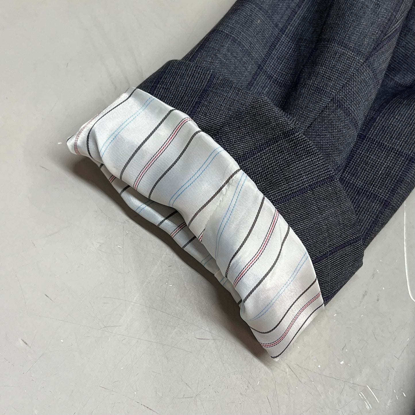 RALPH LAUREN  70% Wool Hand Tailored Suit Set Men's Sz 42 L Grey Purple Plaid (Pre-Owned)