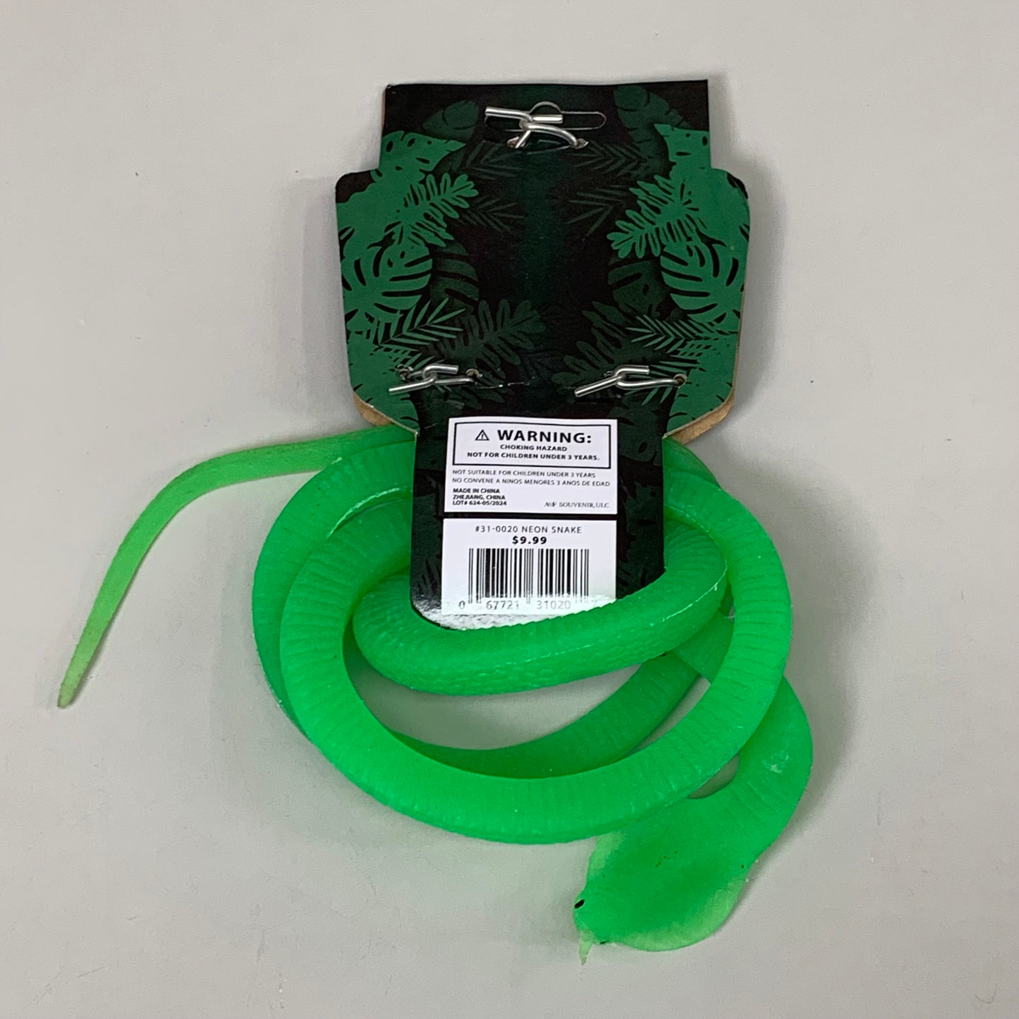 SLITHERY SNAKE (2 PACK) Glow in the Dark Squishy Snake Toy Neon Green 31-0020