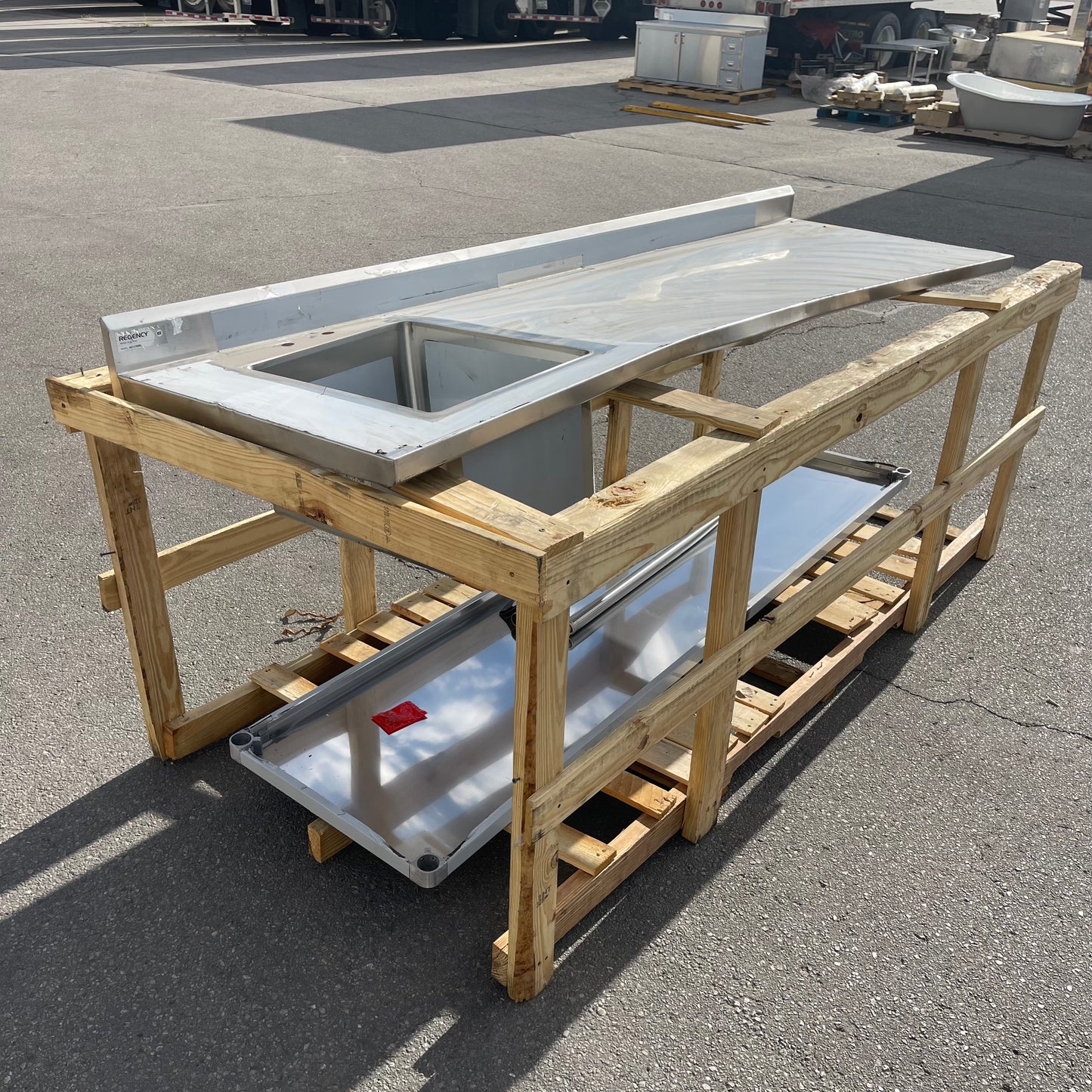 Z@ Pallet of REGENCY Work Table w/ Left Sink Stainless Steel 600ST3096L (AS-IS, Bent)