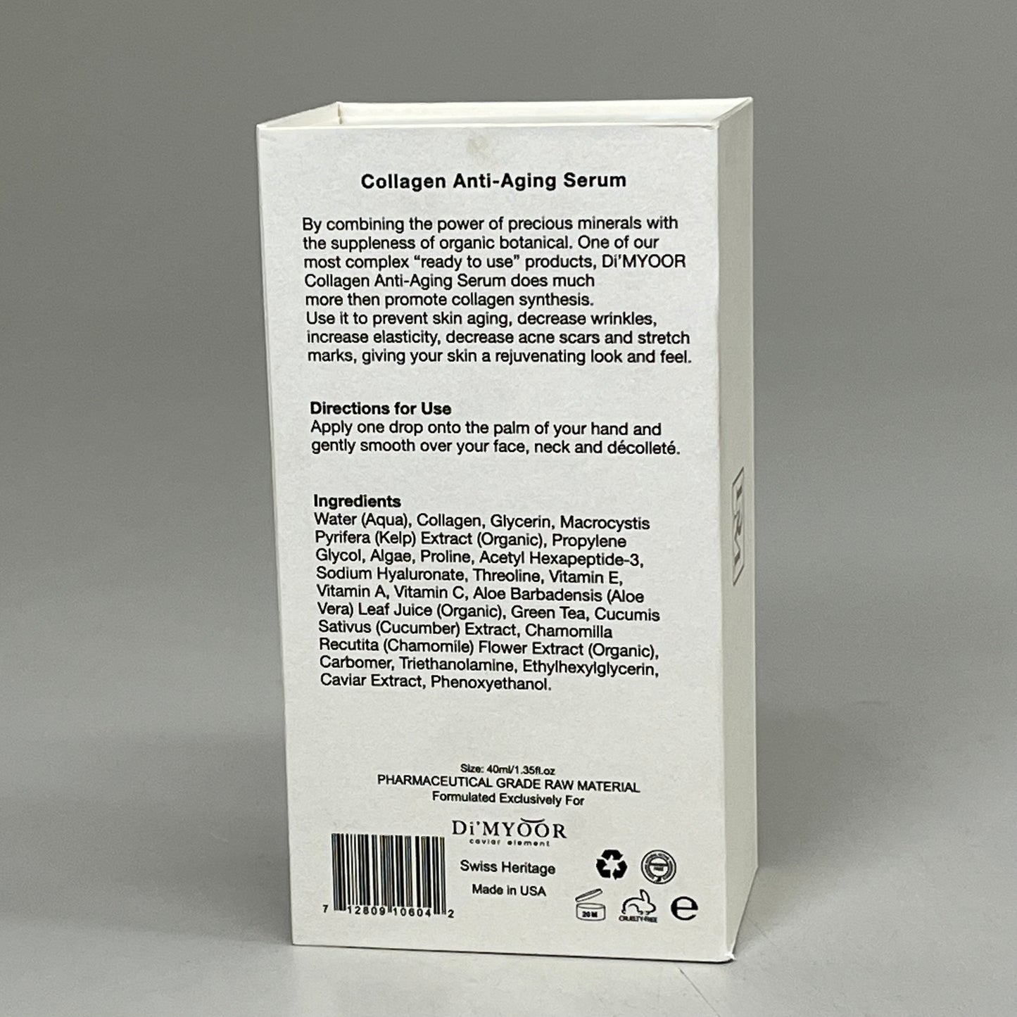 ZA@ DI'MYOOR Caviar Element Collagen Anti-Aging Serum 1.35 fl oz BB 20 Months After Opening Retail $235