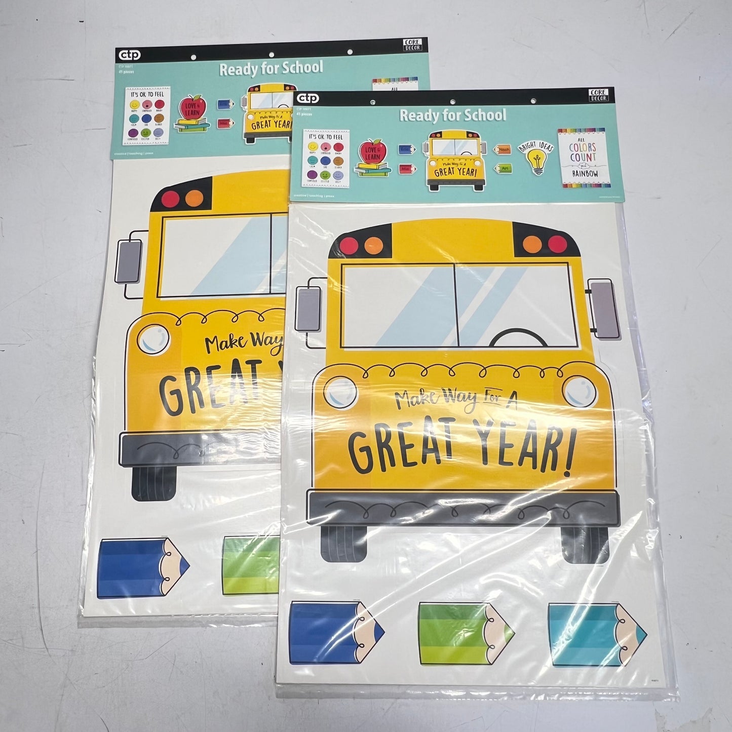 CORE DECOR (2 PACK) Ready for School Bulletin Board Set 41 Pieces  CP 10871